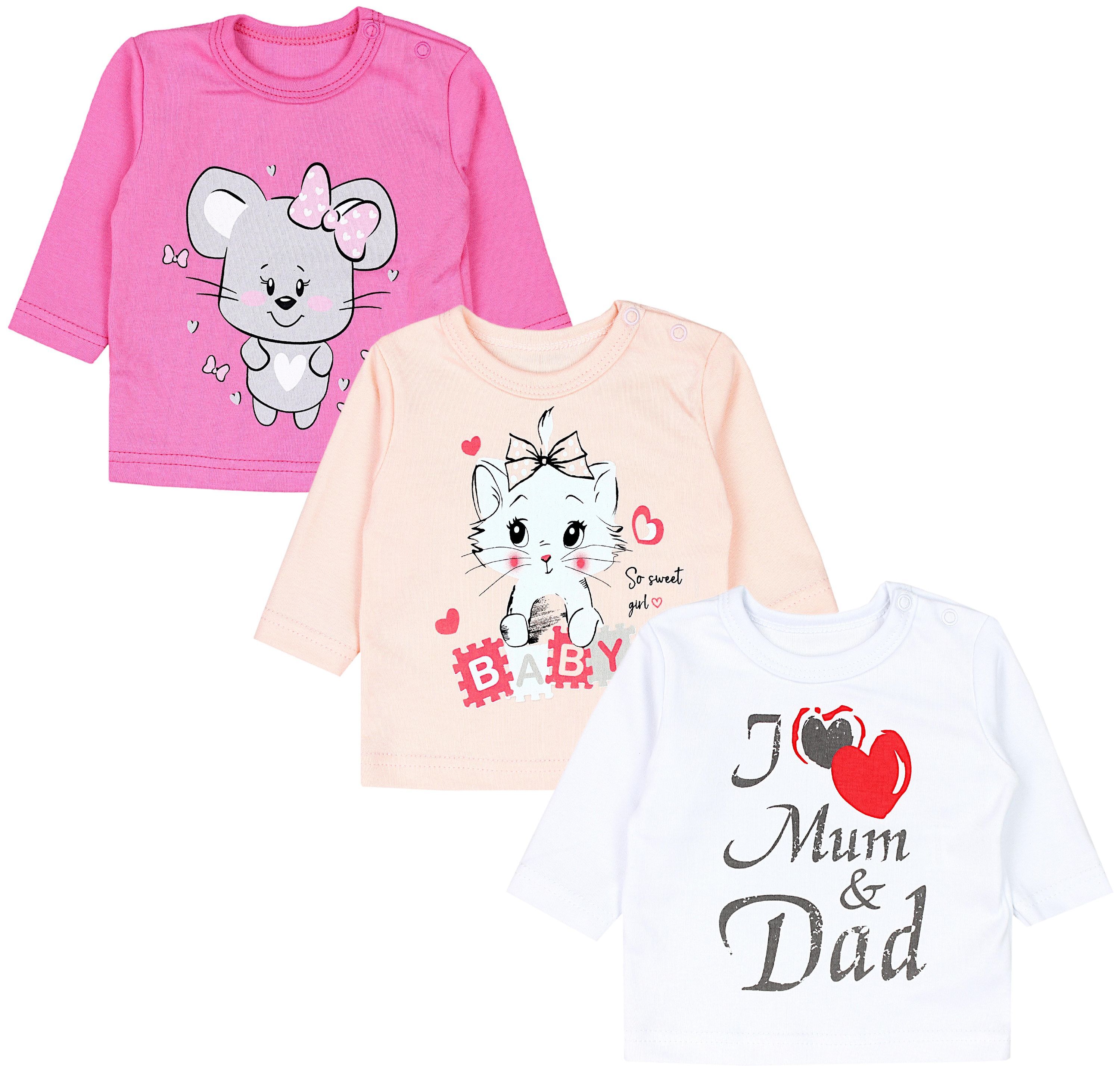 TupTam Langarmshirt "Shirt Unisex Baby Langarmshirt mit Spruch Aufdruck 3er Set"