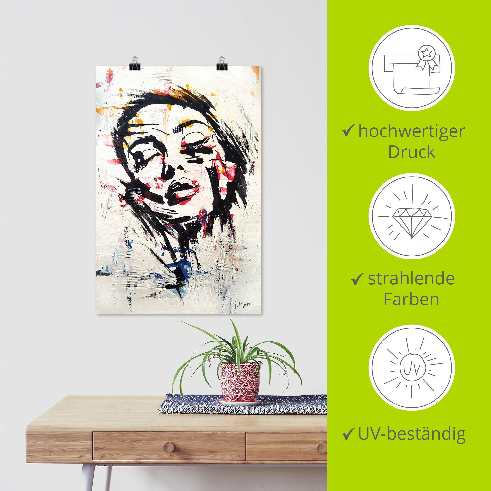 Wandbild ARTLAND "Eine träumende Frau", farbe bild(er): schwarz, B:60cm H:90cm, Papier, Bilder, als Alubild, Leinwandbild, Poster, Wandaufkleber in verschied. Größen 2