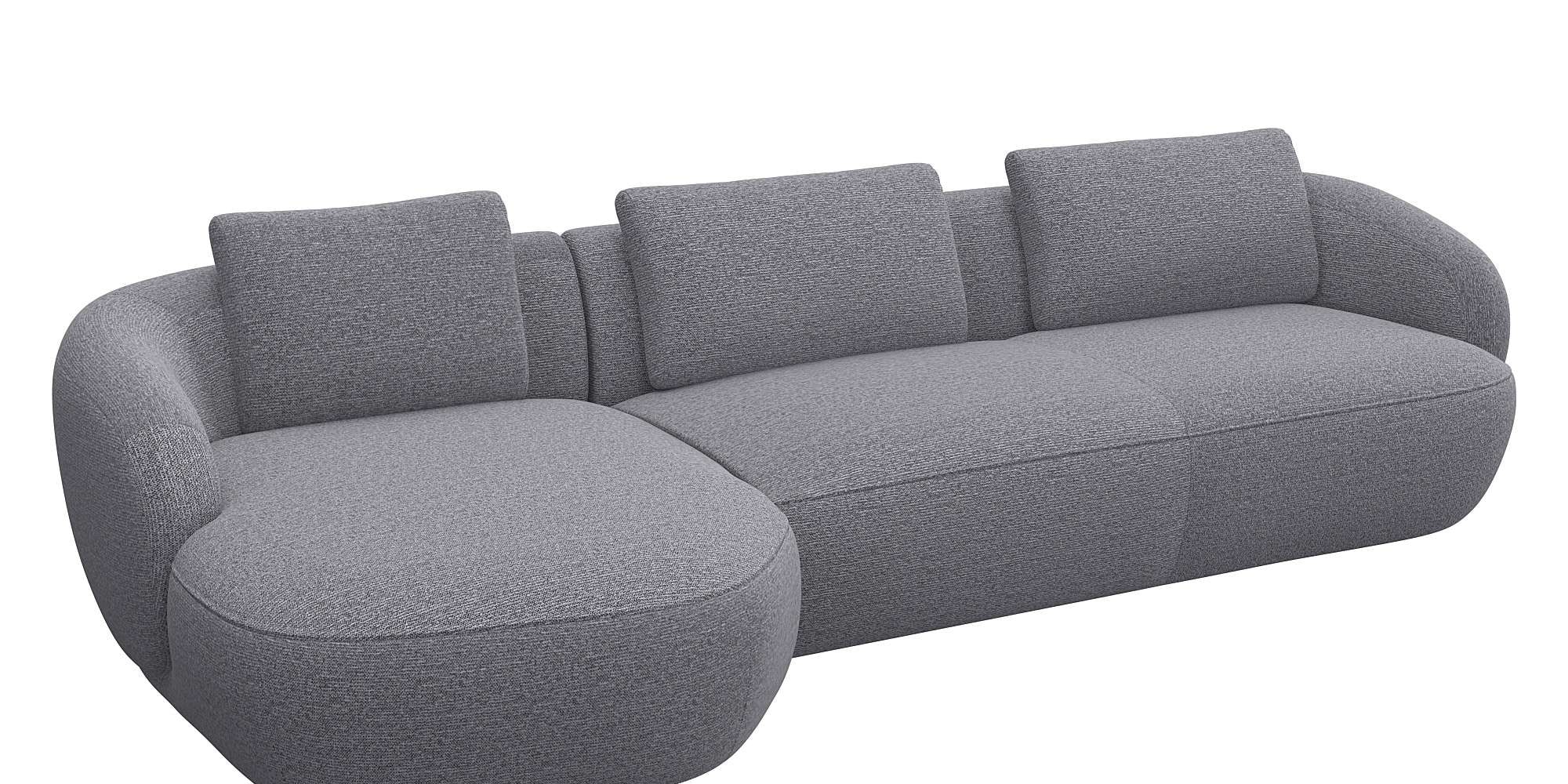 FLEXLUX Wohnlandschaft »Torino, rund, L-Form, Sofa-Ecke mit Recamiere, Longchair-Sofa«, Modernes, organisches Sofa-Design, Kaltschaum, Wellenunterfederung