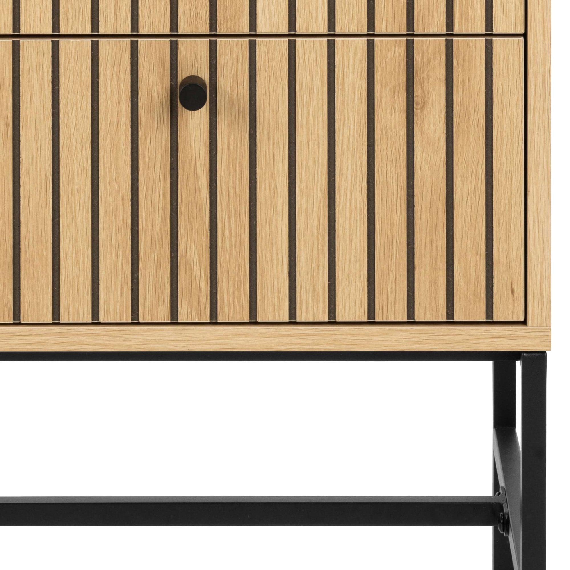 ACTONA GROUP Nachttisch »Albany«, Eiche-Optik, Lamellenfront, 2 Schubladen, B: 45,6 cm