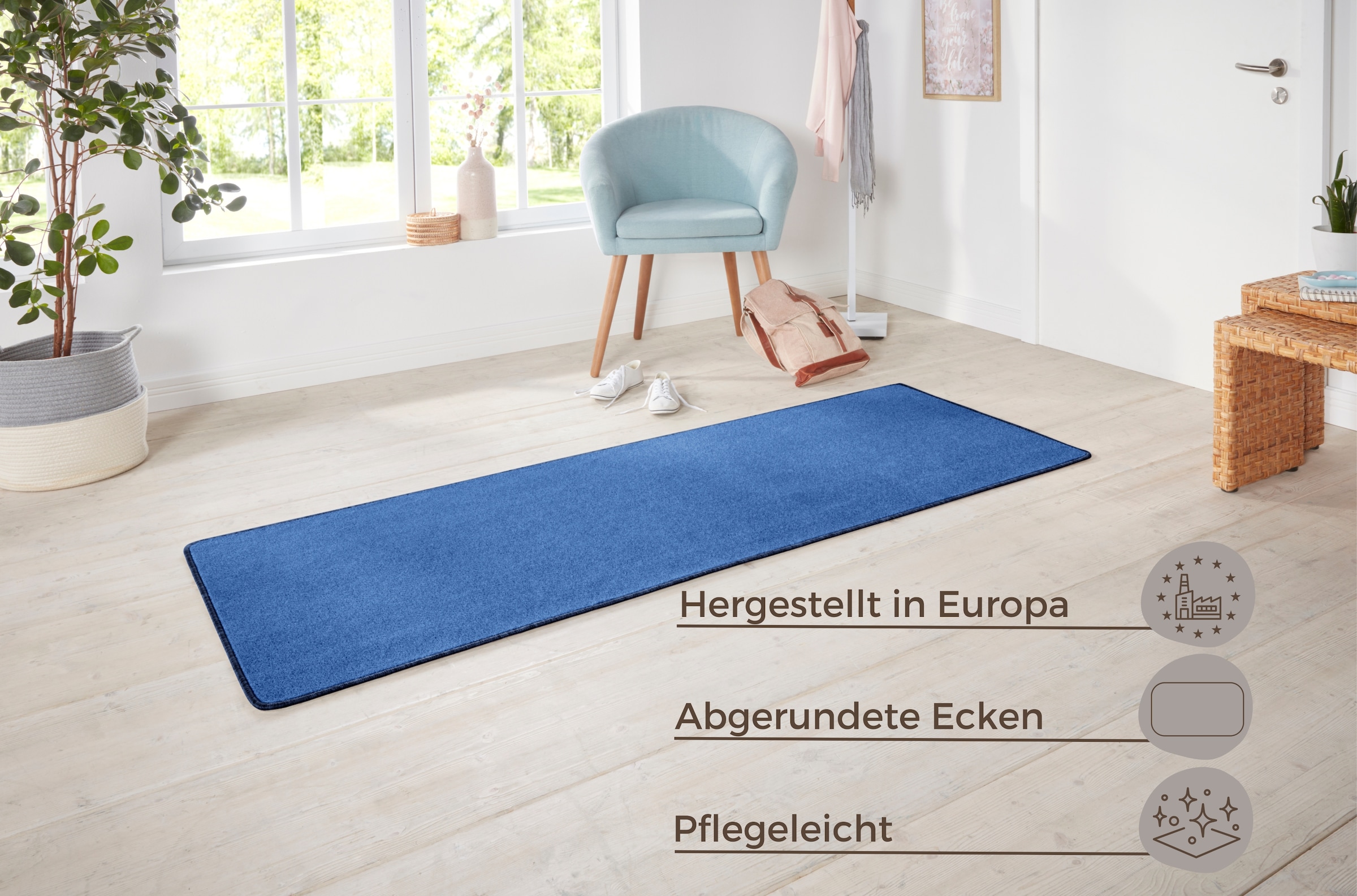 HANSE Home Teppich »Shashi«, rechteckig, 8,5 mm Höhe, Kurzflor, Unifarben, Läufer, weich, Esszimmer, Kinderzimmer, Flur