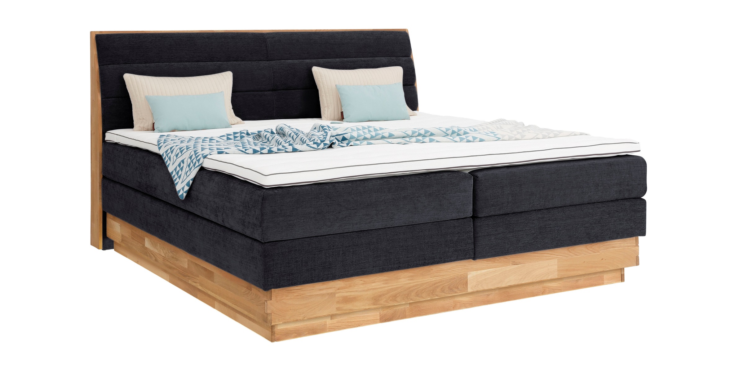 OTTO products Boxspringbett »Jenna«, ohne LED-Beleuchtung, mit zertifizierten, recycelten Bezugsstoffen