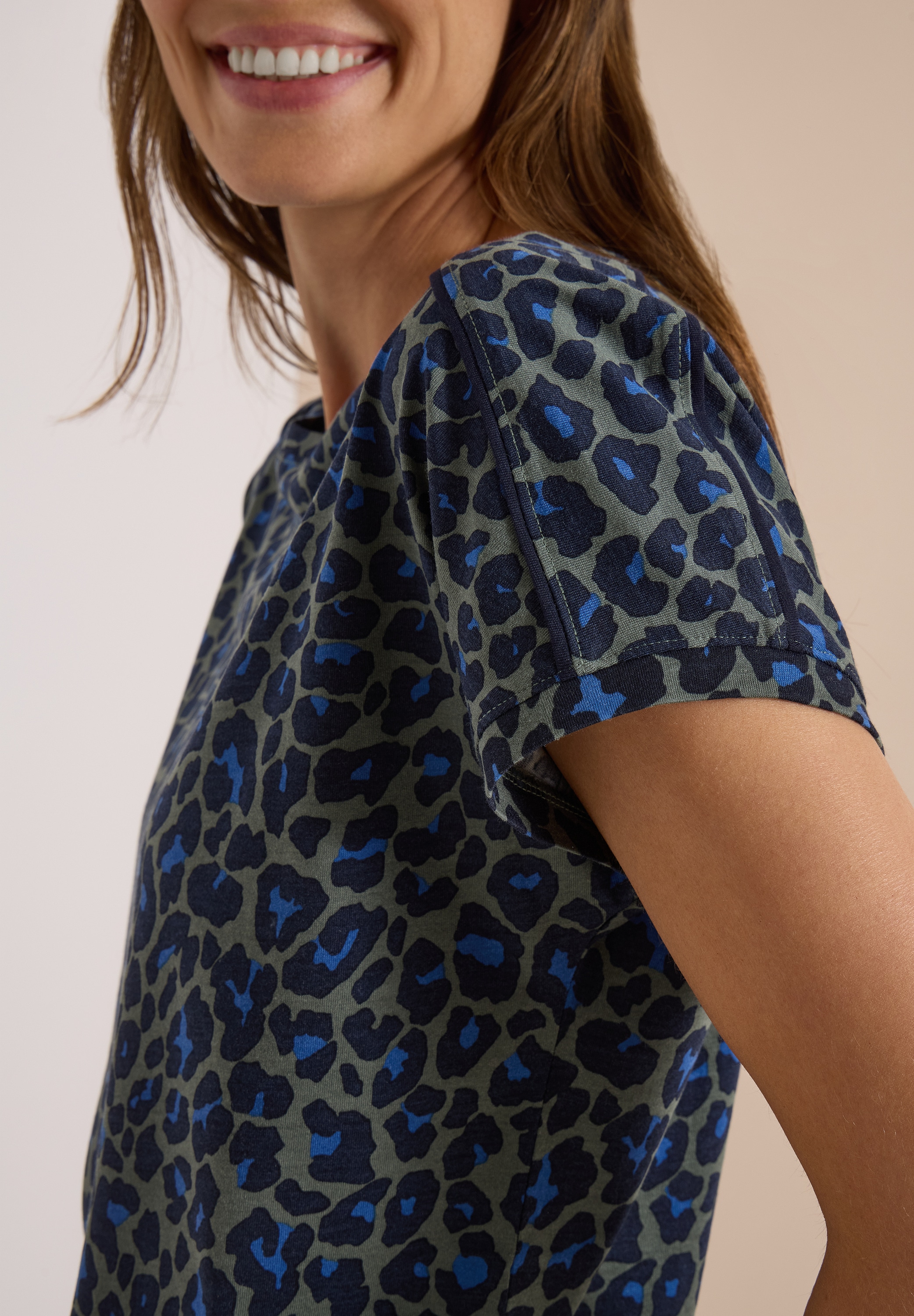 Cecil Print-Shirt U-Boot Ausschnitt, angeschnittene Ärmel