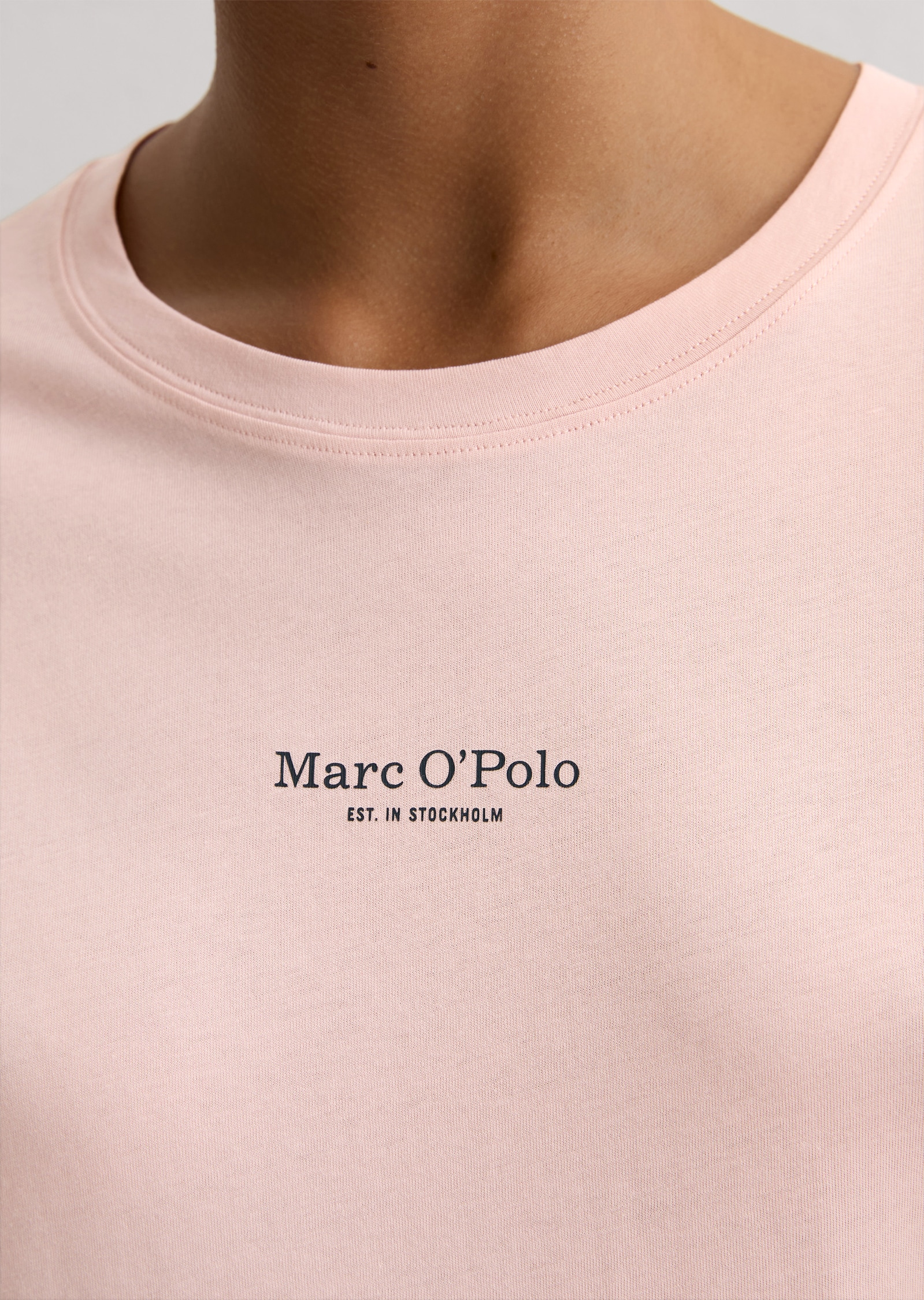 Marc O'Polo Kurzarmshirt »Mix N Match Cotton«, Kurzarm, Rundhals-Ausschnitt, Baumwolle, Slim Fit, Logo-Print