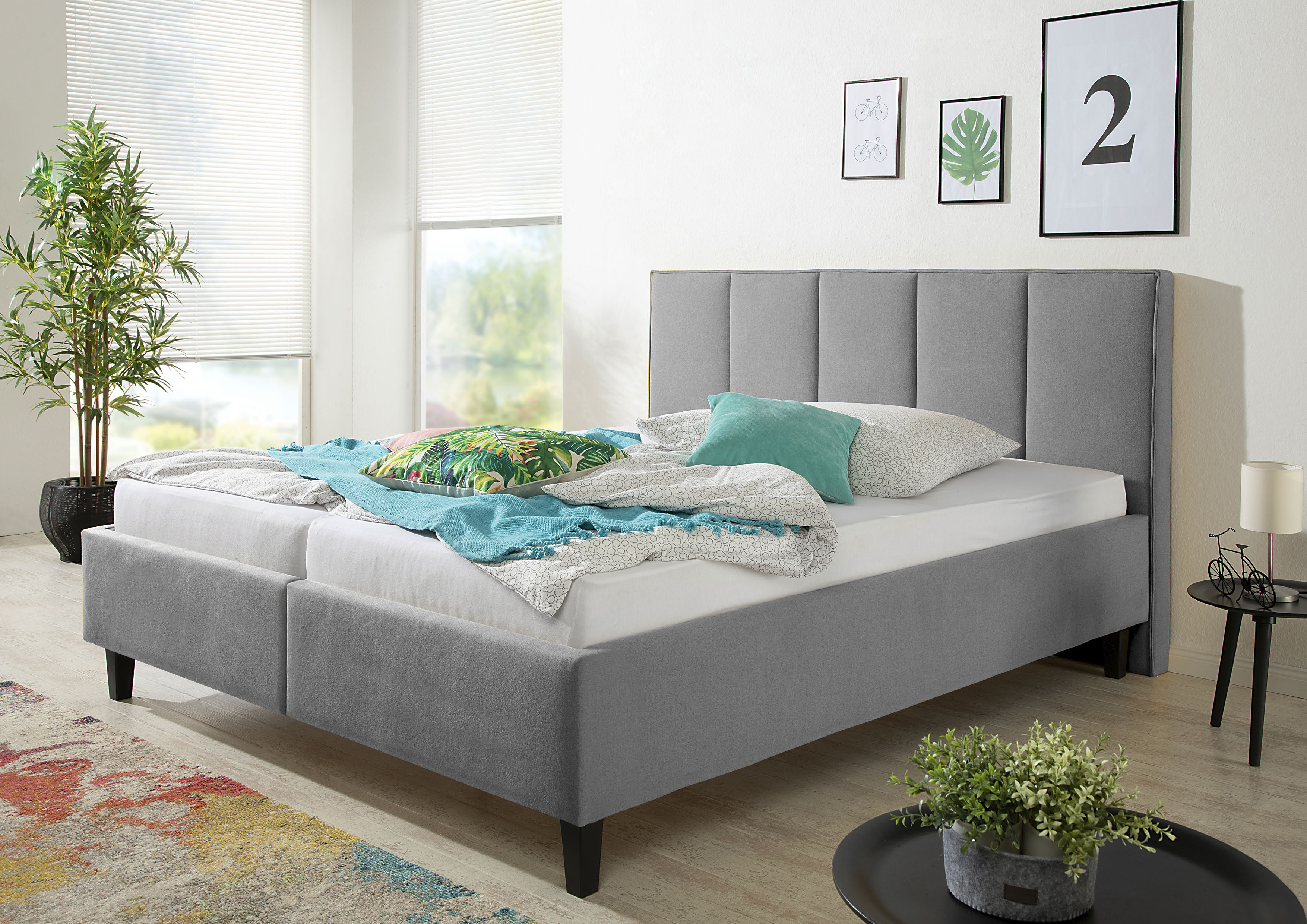 Polsterbett MAINTAL, B:174cm L:220cm, grau, Betten, inklusive Bettkasten