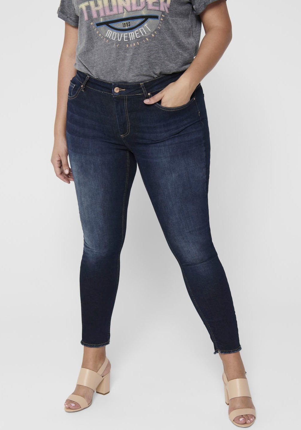 ONLY CARMAKOMA Skinny-fit-Jeans »CARWILLY REG SK ANK JNS«, in washed-out  Optik für bestellen | BAUR