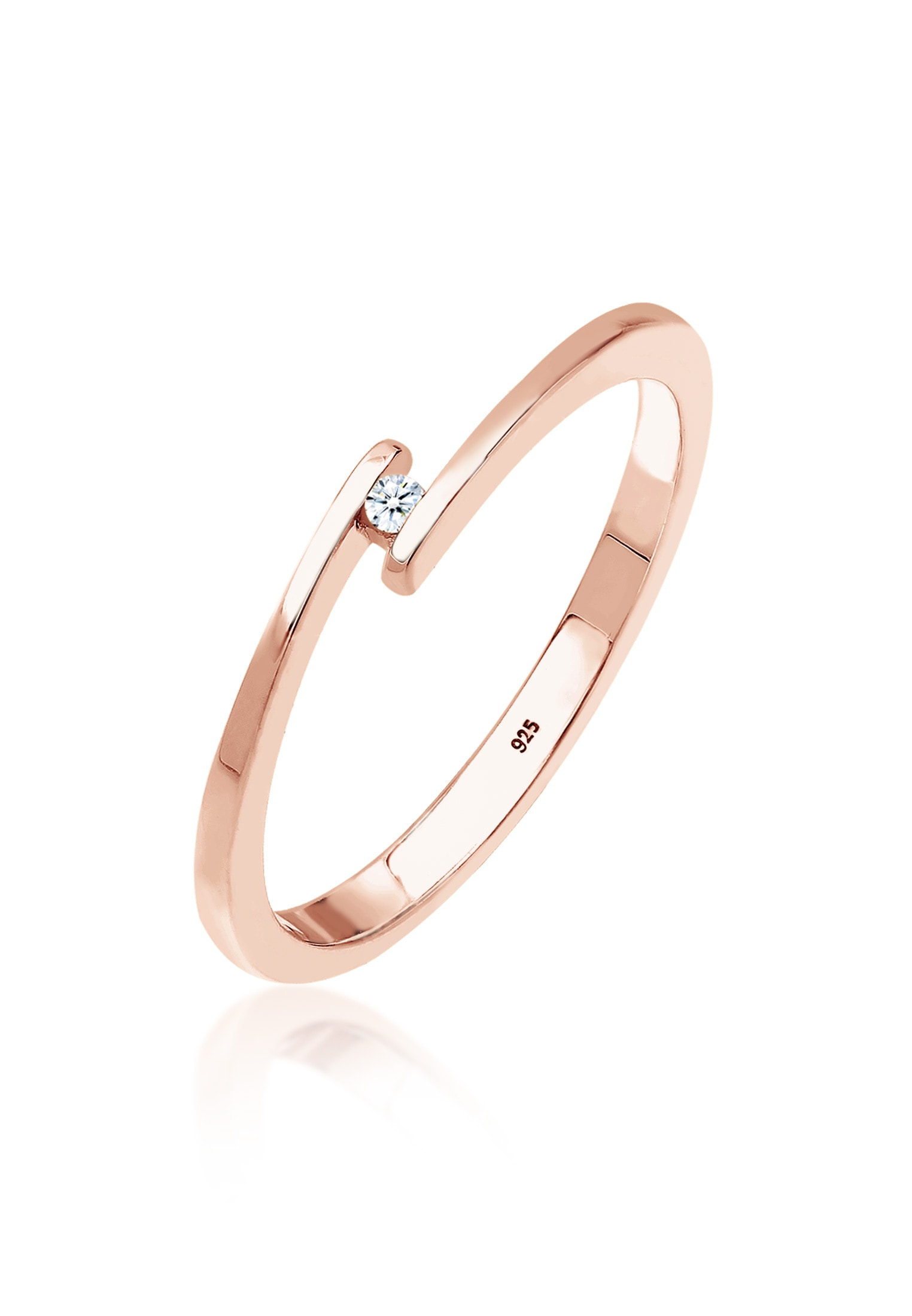 "Verlobungsring ELLI DIAMONDS ""Ring Diamant Weiß Brillantschliff (0.015 ct) 925 Sterling Silber"" Gr. 54, rosa (rosegold), Fingerringe, Damen, 54
