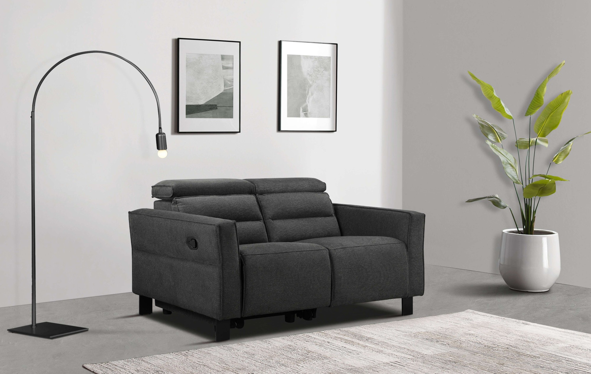 Places of Style 2-Sitzer »Carpari, 162 cm, mit manueller od. elektrischer Relaxfunktion«, (USB A/C), sowie Kopfteilverstellung