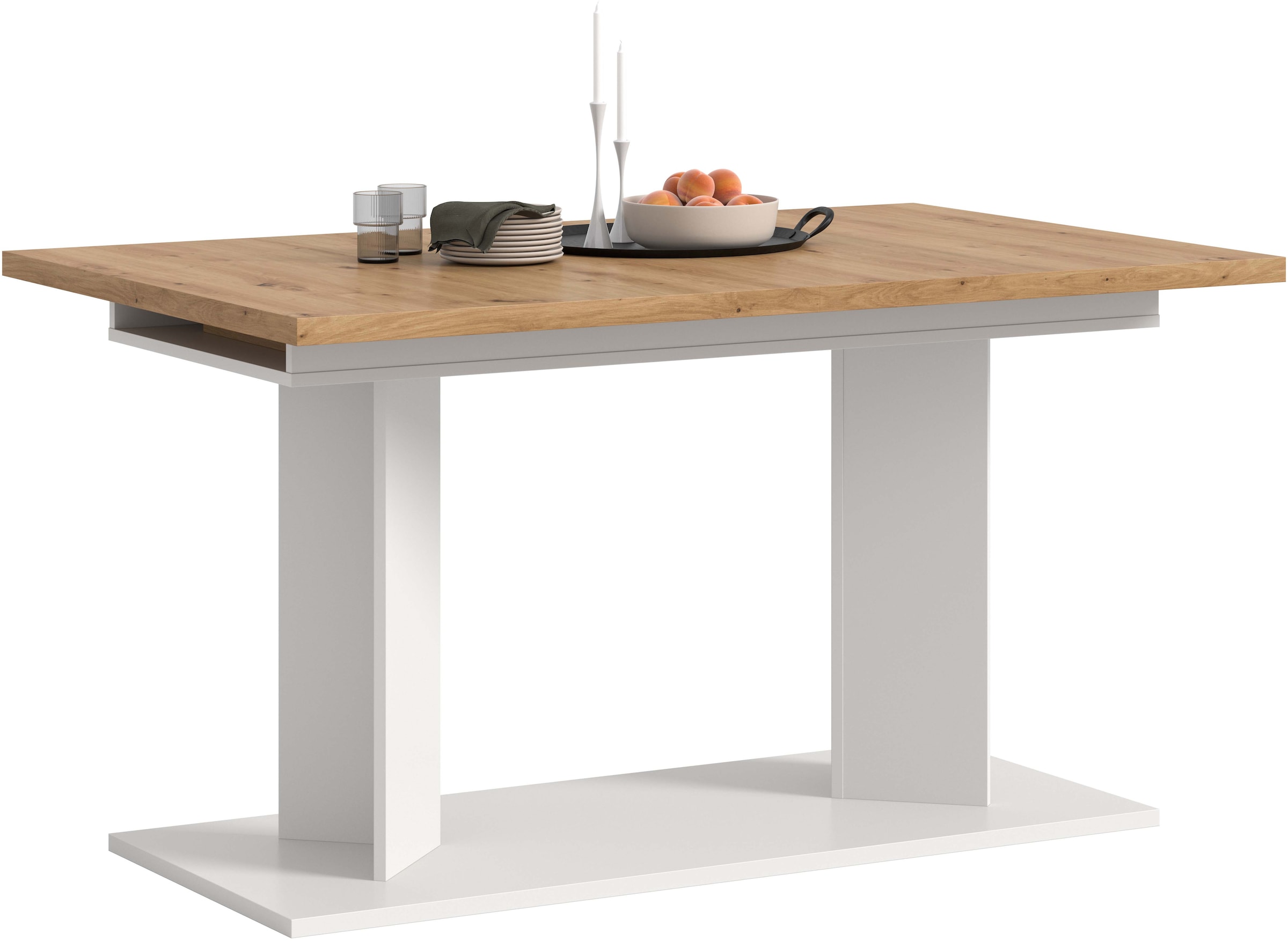 Home affaire Esstisch »GERO, 140-190 cm, 2-fach ausziehbar, Säulengestell« in verschiedenen Ausführungen erhältlich, 1 Stk. tlg. Tisch, Esstisch, Esszimmer, Esszimmertisch, Küchetisch, Bartisch