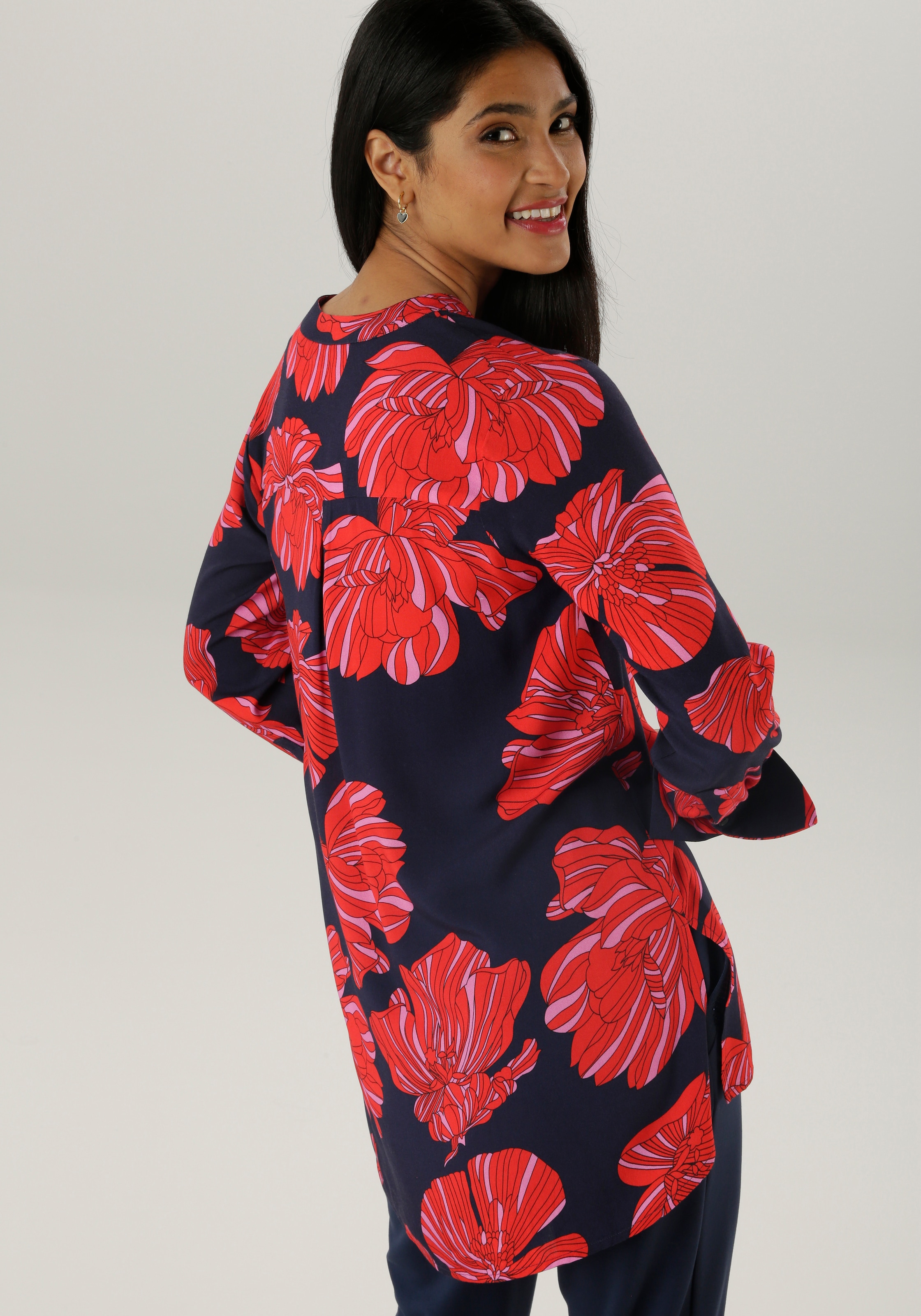 Aniston SELECTED Longbluse, mit ausgefallenen Blütendruck - NEUE KOLLEKTION
