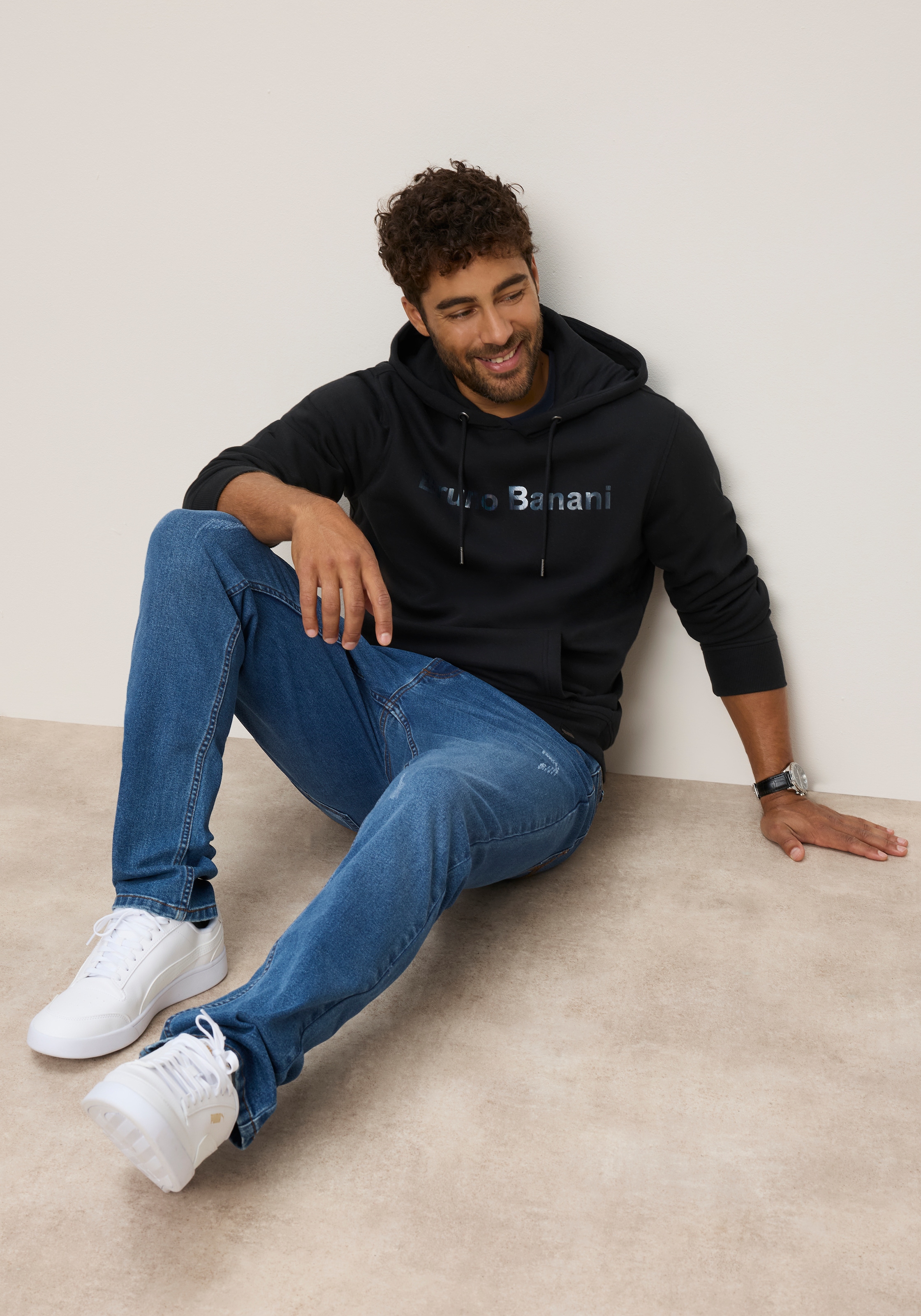 Bruno Banani Kapuzensweatshirt , mit Reißverschluss, in bedruckter Optik
