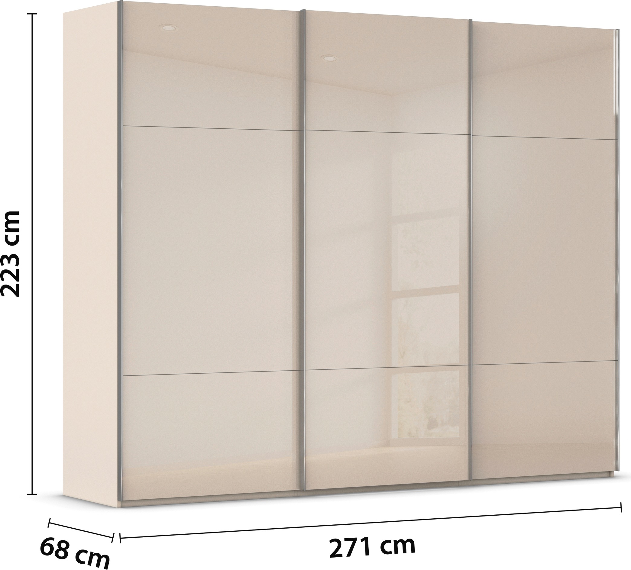 rauch Schwebetürenschrank »Kleiderschrank Schrank Garderobe Schlafzimmerschrank CONTIDO«, (in 3 verschiedenen Ausstattungen BASIC/CLASSIC/PREMIUM), aus hochwertigem Material in 6 Breiten 2 Griff-Farben MADE IN GERMANY