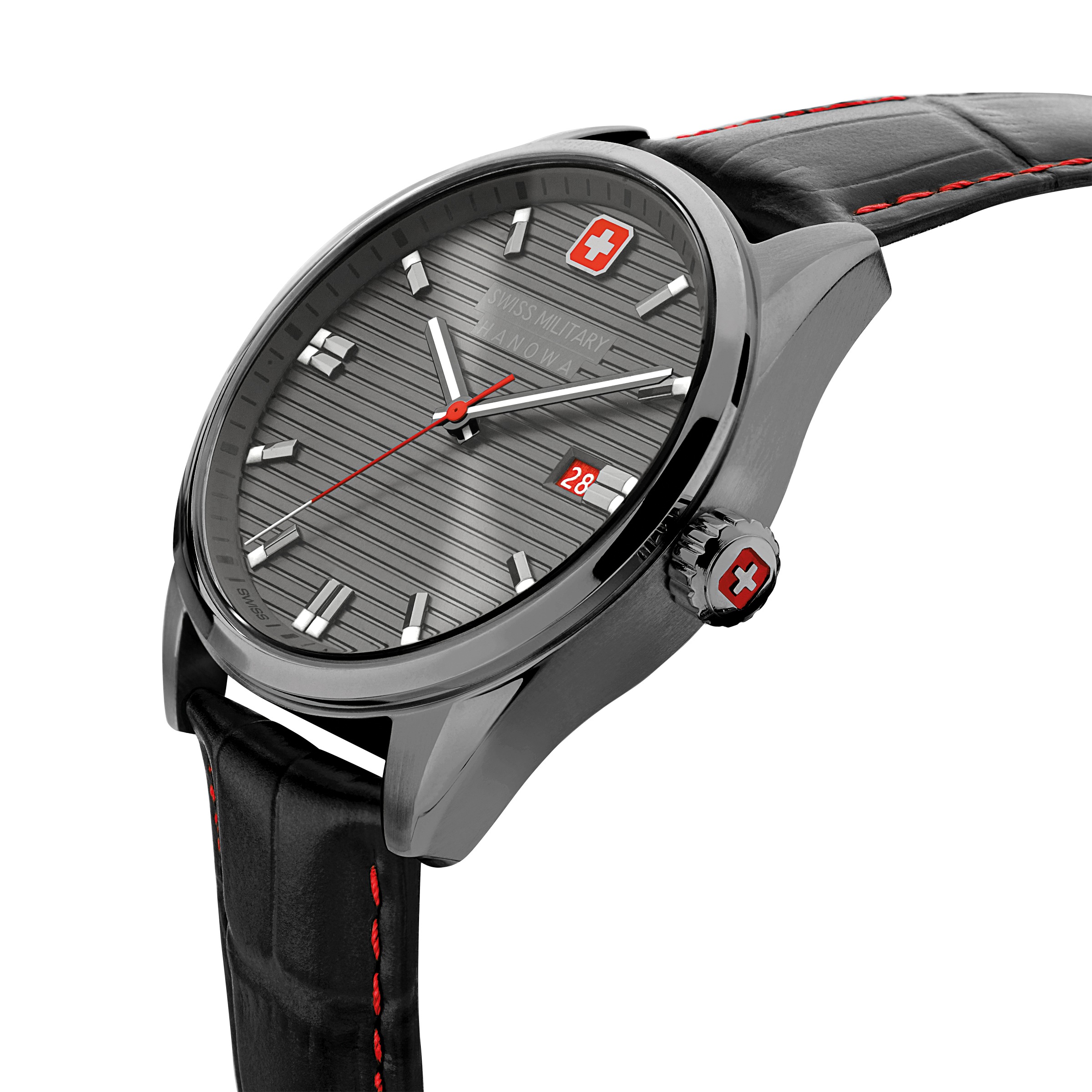 Swiss Military Hanowa Quarzuhr »Roadrunner« Armbanduhr, Herrenuhr, Swiss Made, Lederarmband, analog, Tag