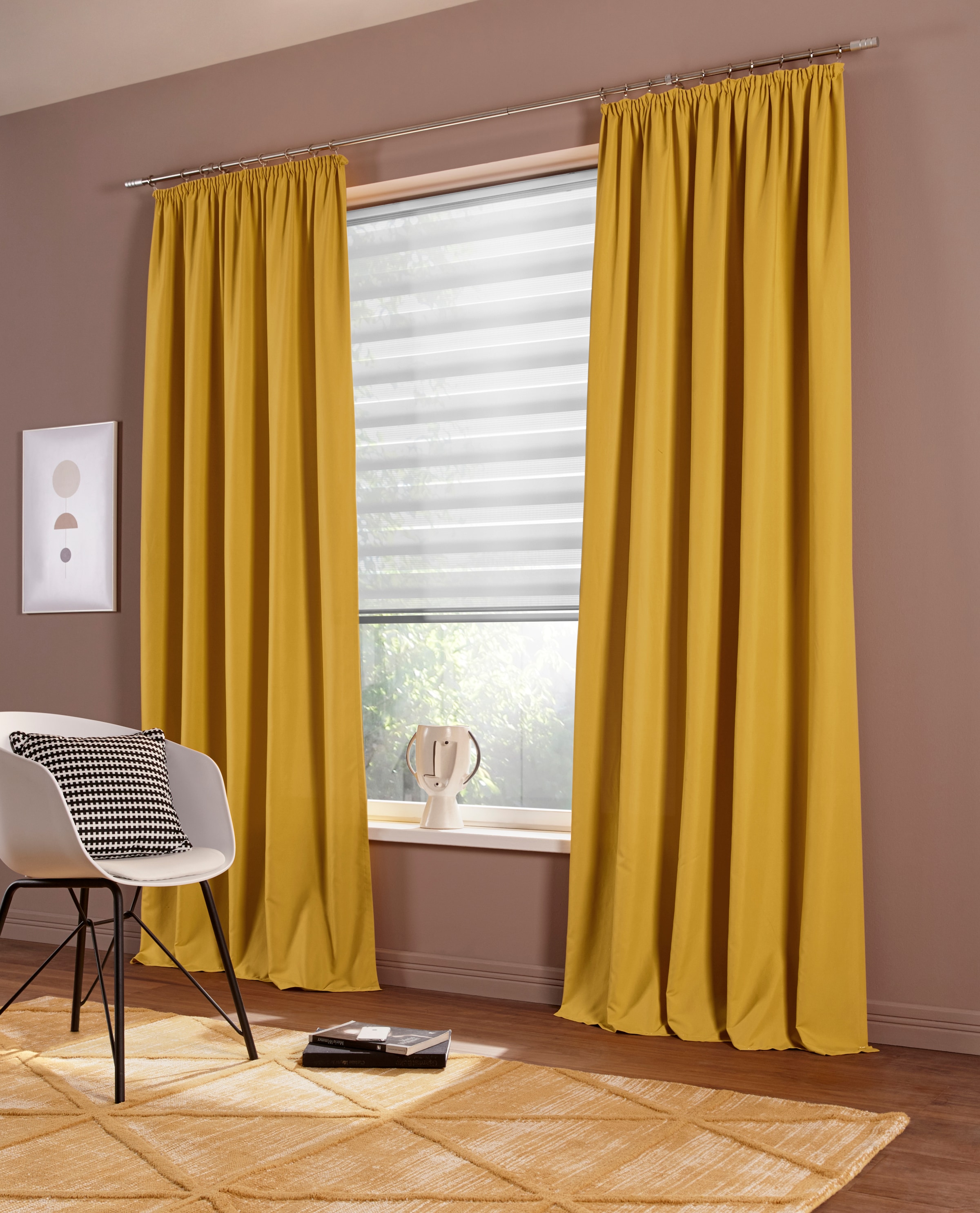 Vorhang OTTO HOME, B:140cm H:145cm, grau, Polyester, Recyceltes Material, Wohnzimmer, Gardinen, "Raja, Gardinen mit Kräuselband, Vorhänge