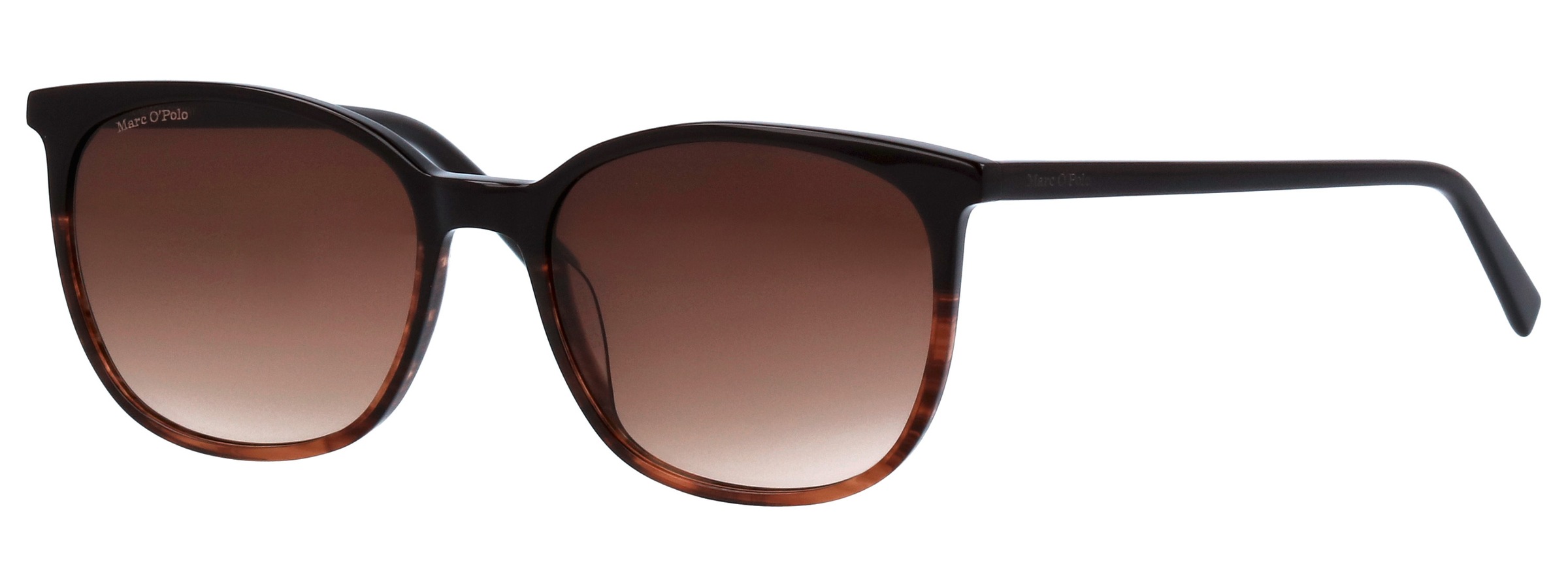 Sonnenbrille MARC O'POLO "Modell 506188", Damen, braun, gemustert, leicht durchscheinend, Sonnenbrillen Sonnenbrille, Form Feminin, Logoschriftzug auf Bügel, Kunststofffassung