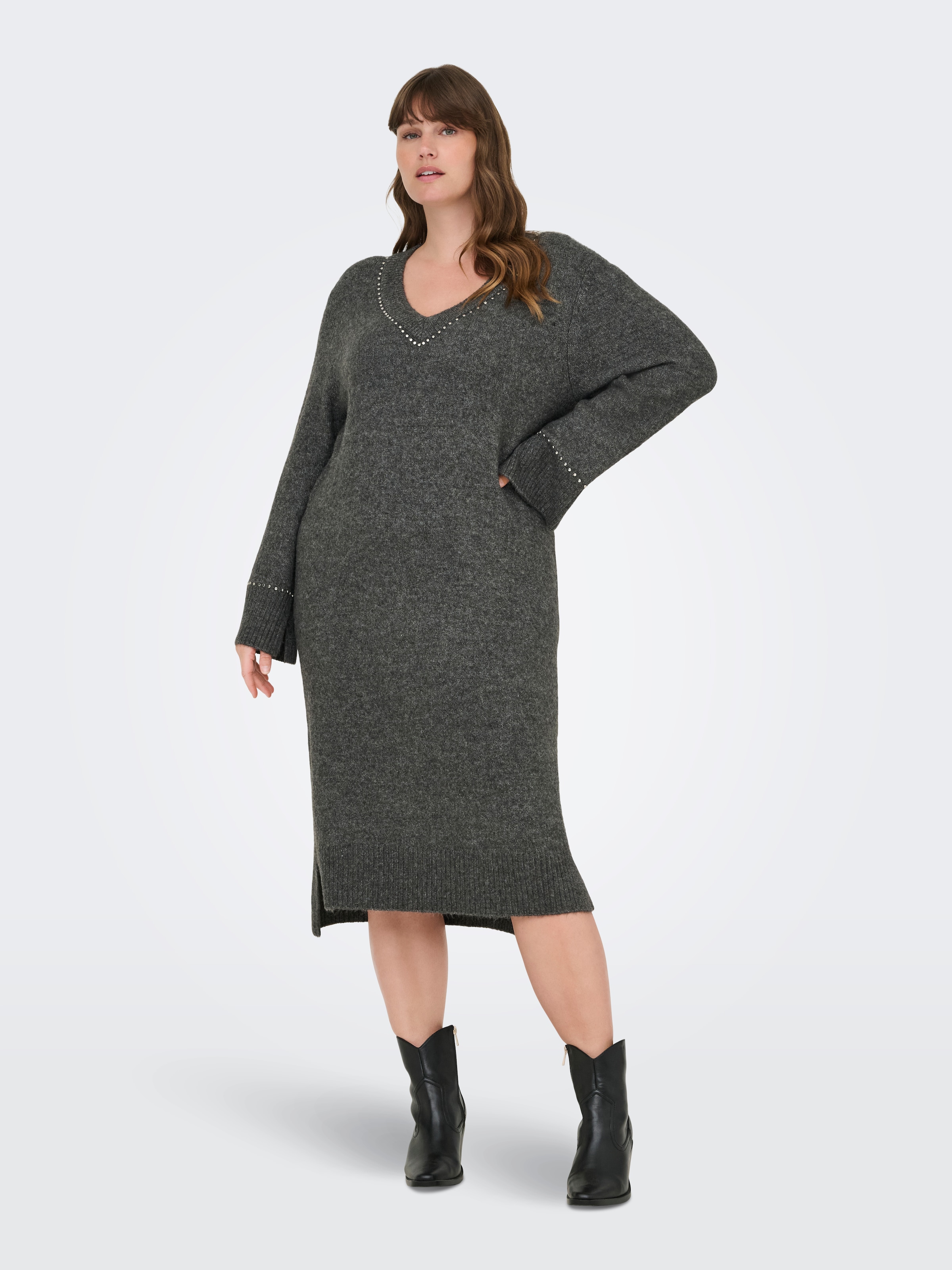 ONLY CARMAKOMA Strickkleid »CARELSIE LS STUDS DRESS KNT«