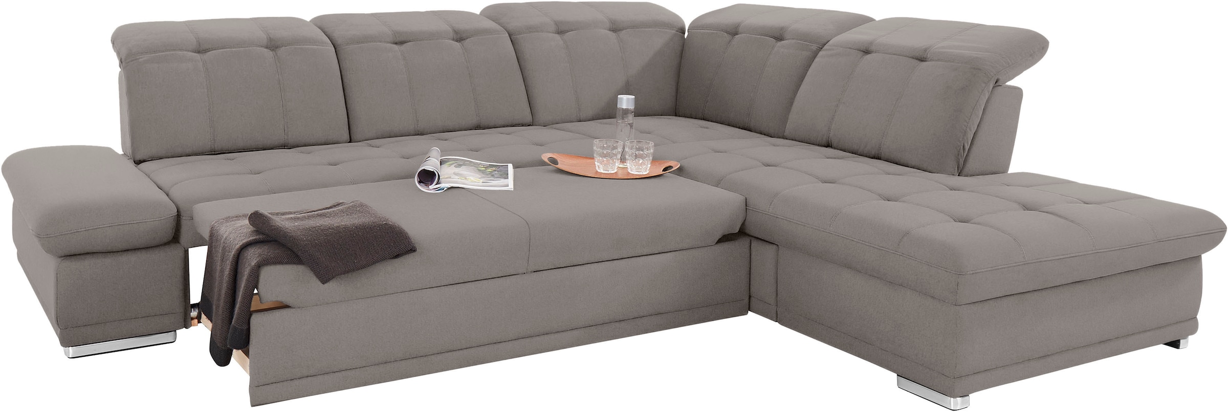 COTTA Ecksofa »Holiday L-Form mit Sitztiefen-, Armteil- und Kopfteilverstellung«, wahlweise mit Bettfunktion & Bettkasten