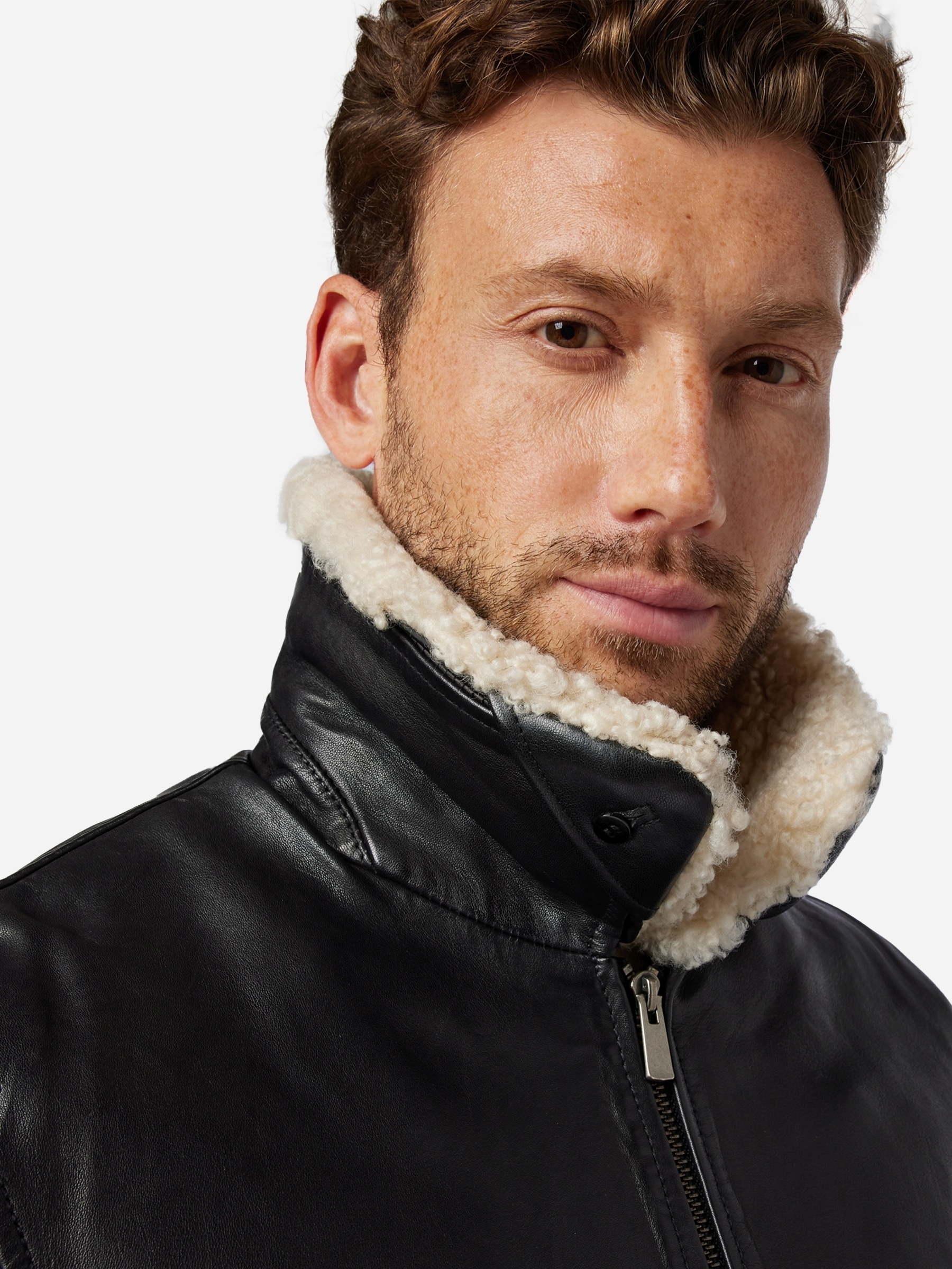 RICANO Bomberjacke »Lederjacke M-Bomber« ohne Kapuze Handgefertigt aus echtem Leder