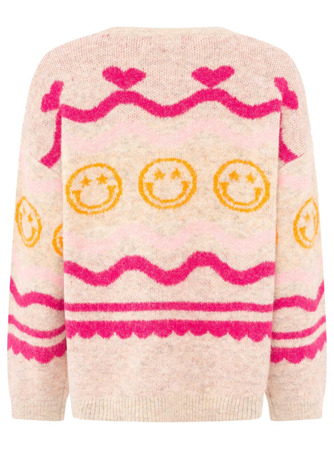Zwillingsherz Strickpullover »"Cozy Love"« allover Motiv in Neon, oversize, überschnittene Schultern, Rundhals