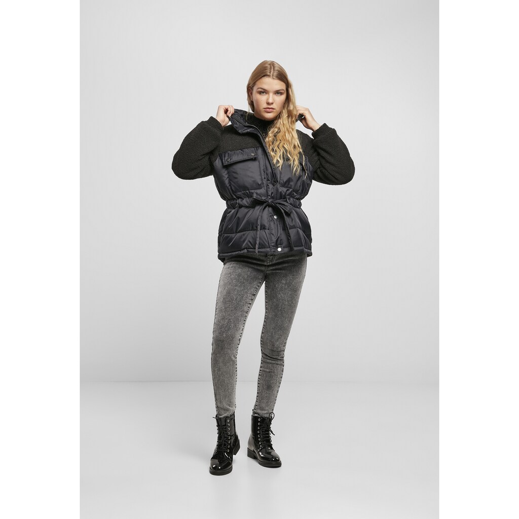 URBAN CLASSICS Winterjacke »Damen Ladies Sherpa Mix Puffer Jacket«, (1 St.), ohne Kapuze