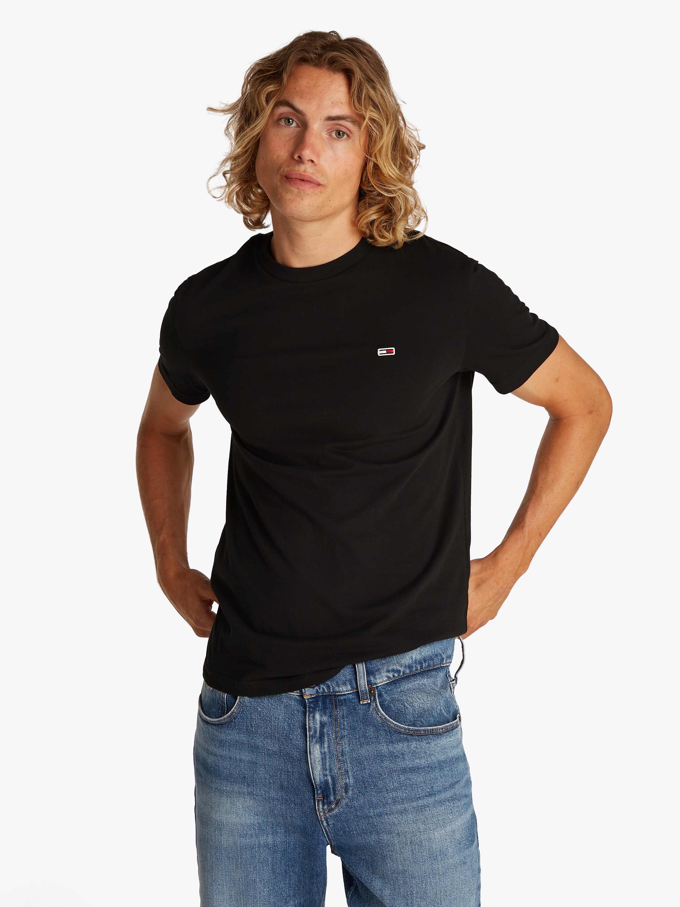 Tommy Jeans Rundhalsshirt »TJM XSLIM 2PACK JERSEY TEE EXT«, (Packung, 2er-Pack), Logostickerei, 2Pack