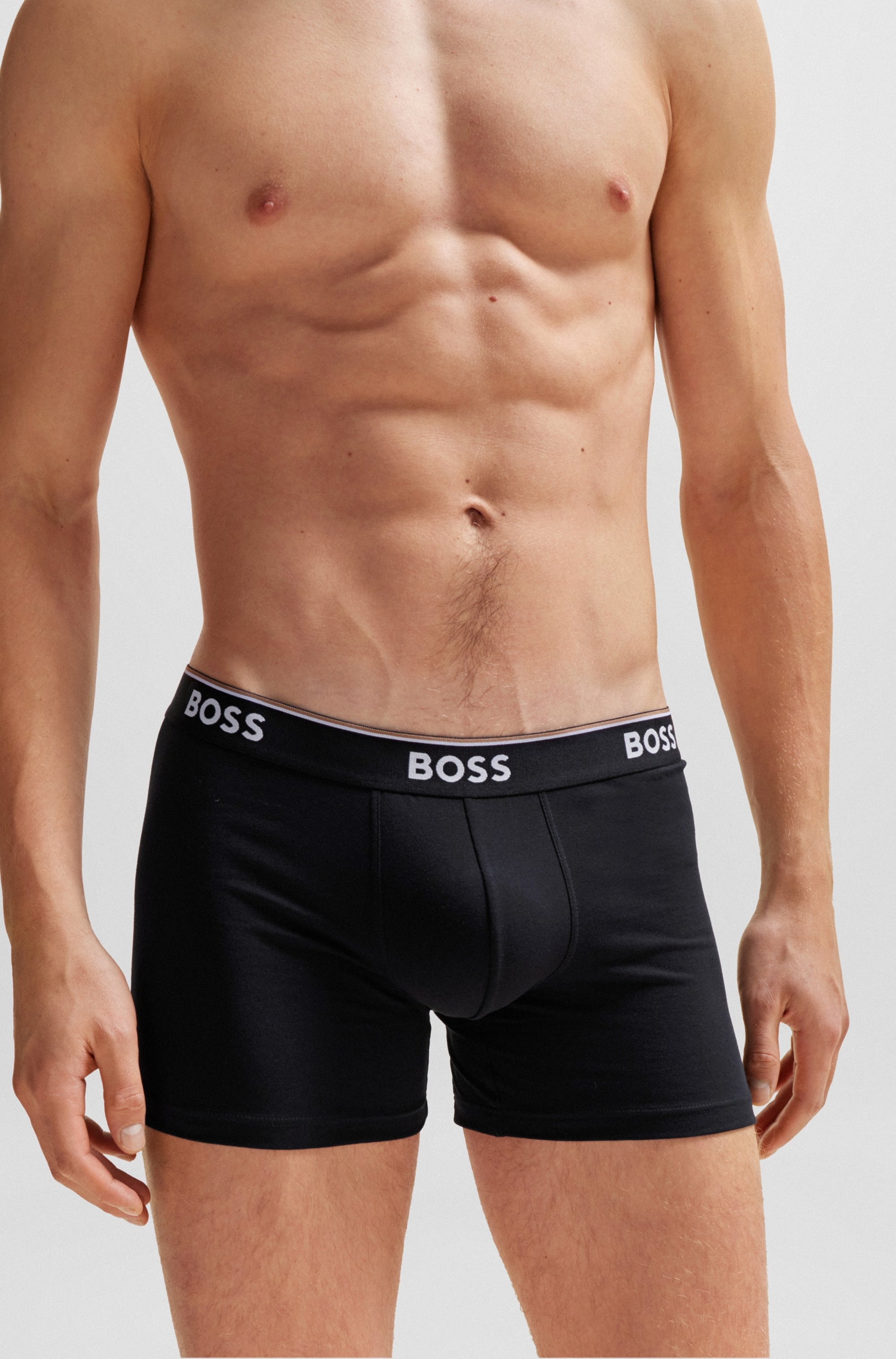 BOSS Langer Boxer »Brief 3 PACK«, mit farblich passendem Webbund