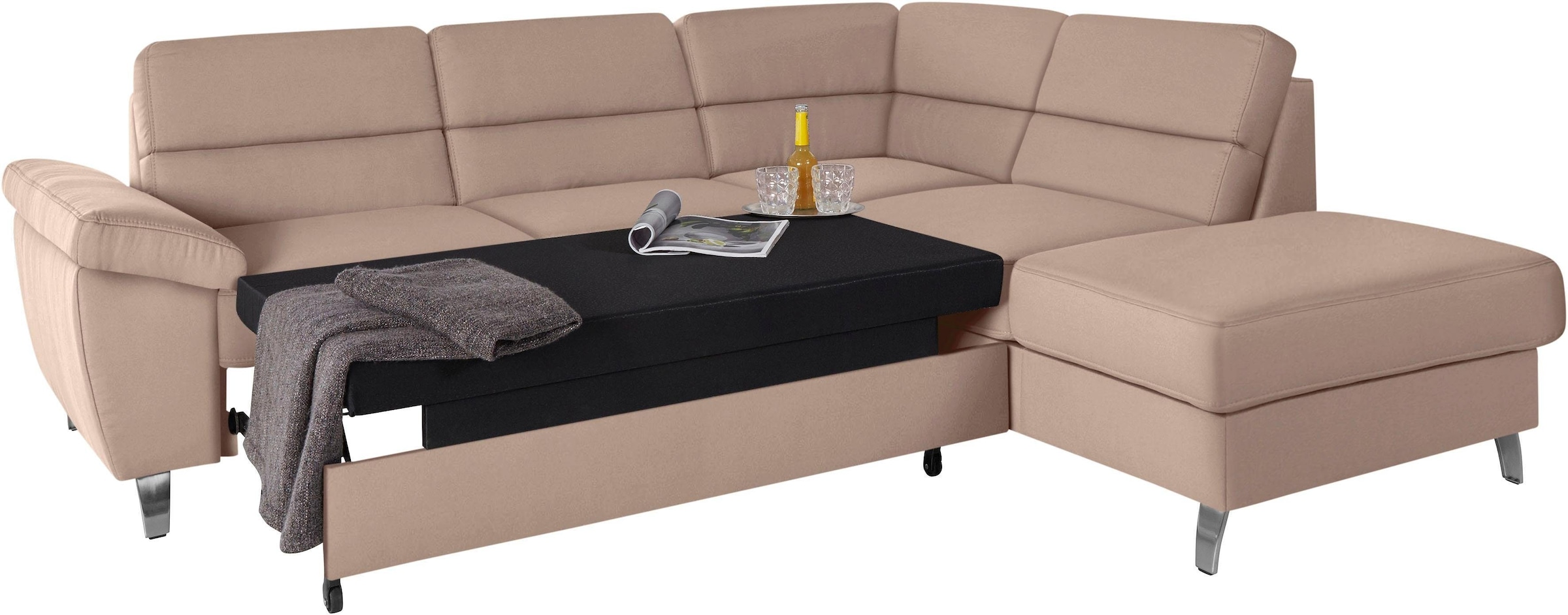 sit&more Ecksofa »Sorano L-Form«, wahlweise mit Bettfunktion und Bettkasten