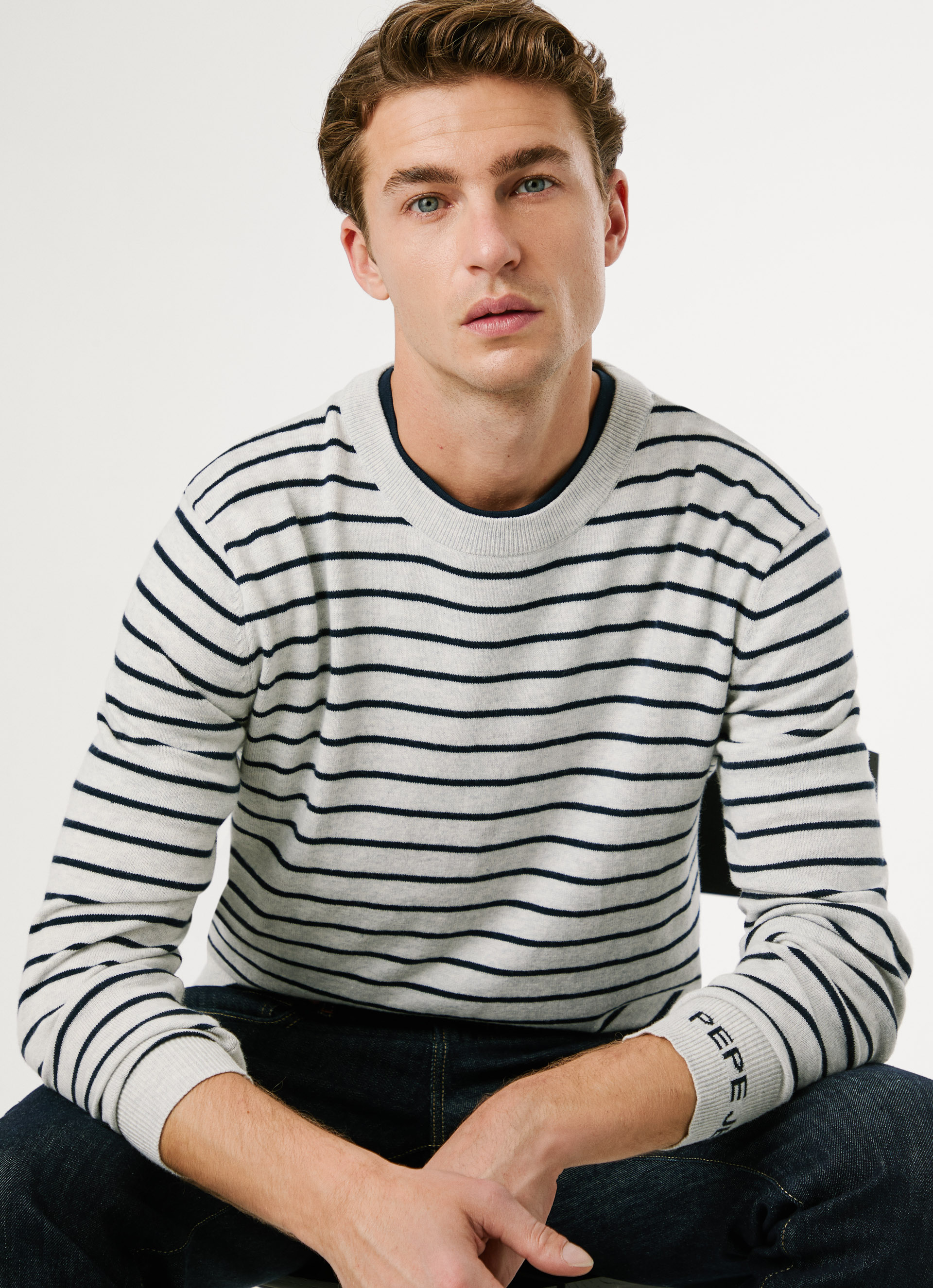 Thumbnail - Pepe Jeans Rundhalspullover "ANDRE STRIPES" mit Kaschmir-Anteil, gestreift
