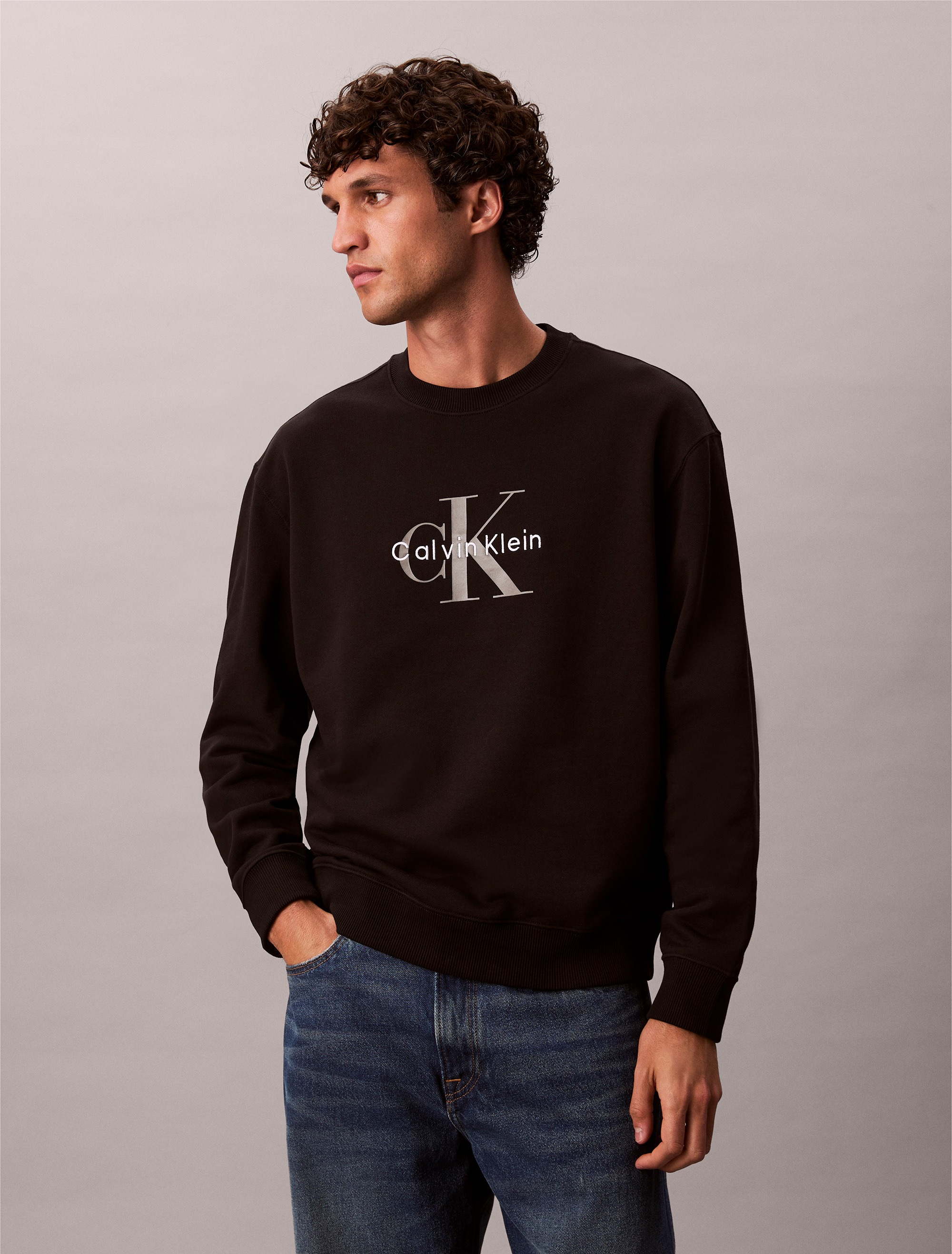 Calvin Klein Jeans Sweatshirt "LS EU 350TERRY MONOLOGO CN SWTSH", Rundhalsa günstig online kaufen