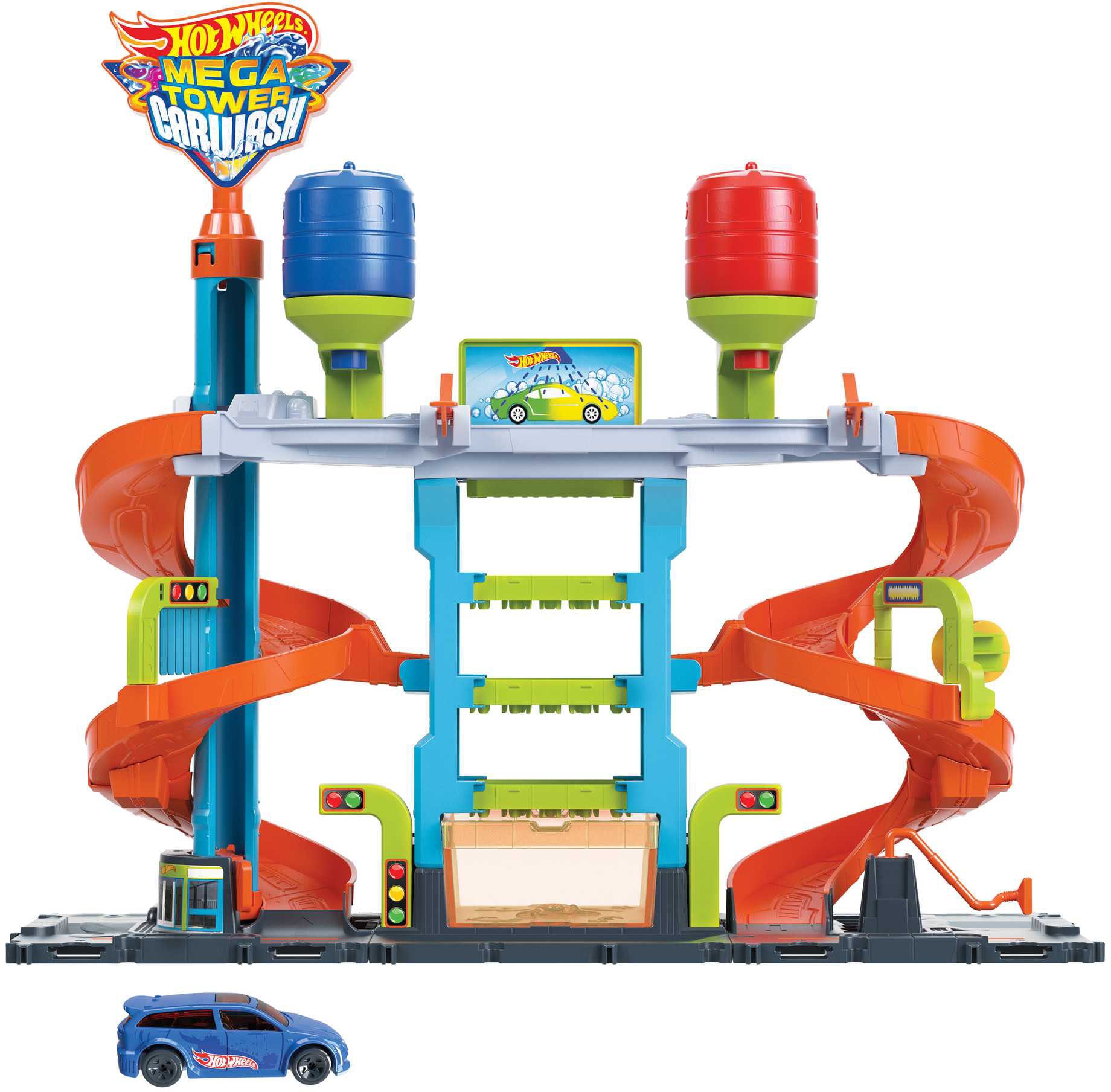 Hot Wheels Spiel-Parkgarage »City Mega Farbwechsel Auto-Waschanlage«, inklusive 1 Spielzeugauto