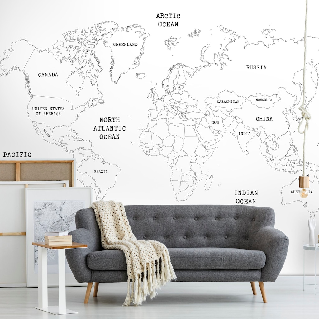 Art for the home Fototapete »Worldmap«, 400x280cm