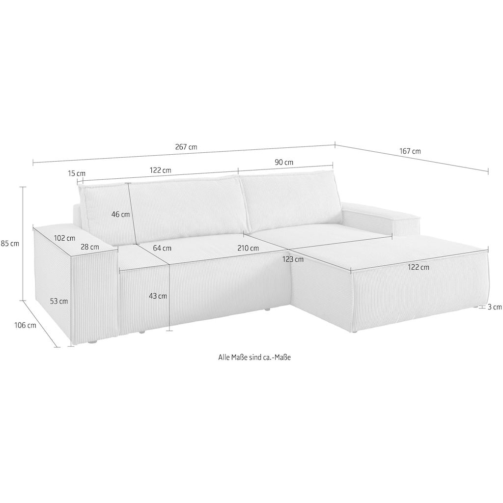 Home affaire Ecksofa »SHERWOOD Schlafsofa 267 cm«