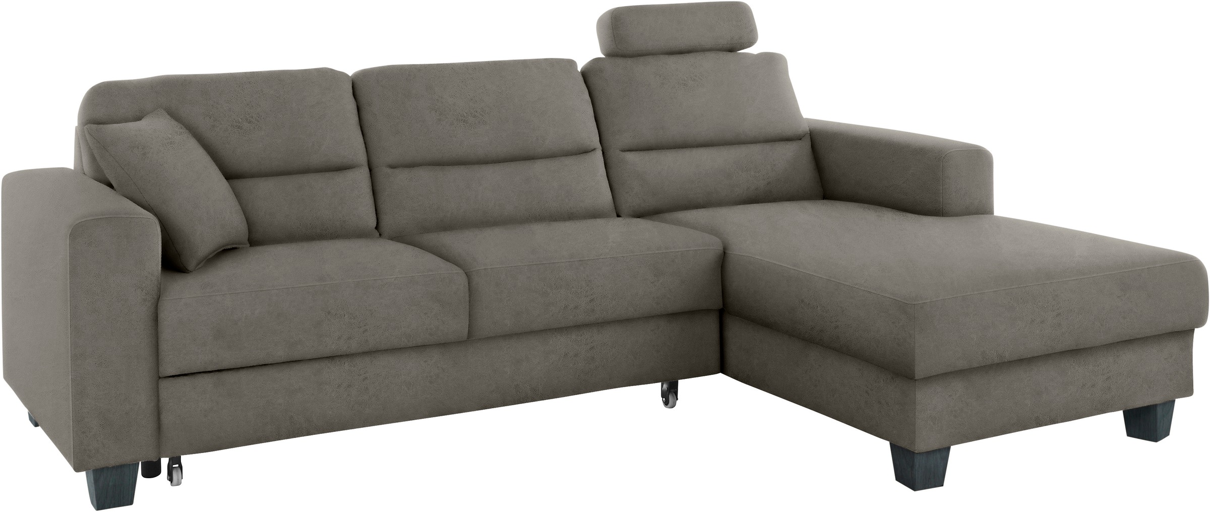 TRENDMANUFAKTUR Ecksofa »Chamber, zeitlos und modern, bequem mit hohem Sitzkomfort, L-Form«, inklusive einer Kopfstütze, wahlweise mit Schlaffunktion