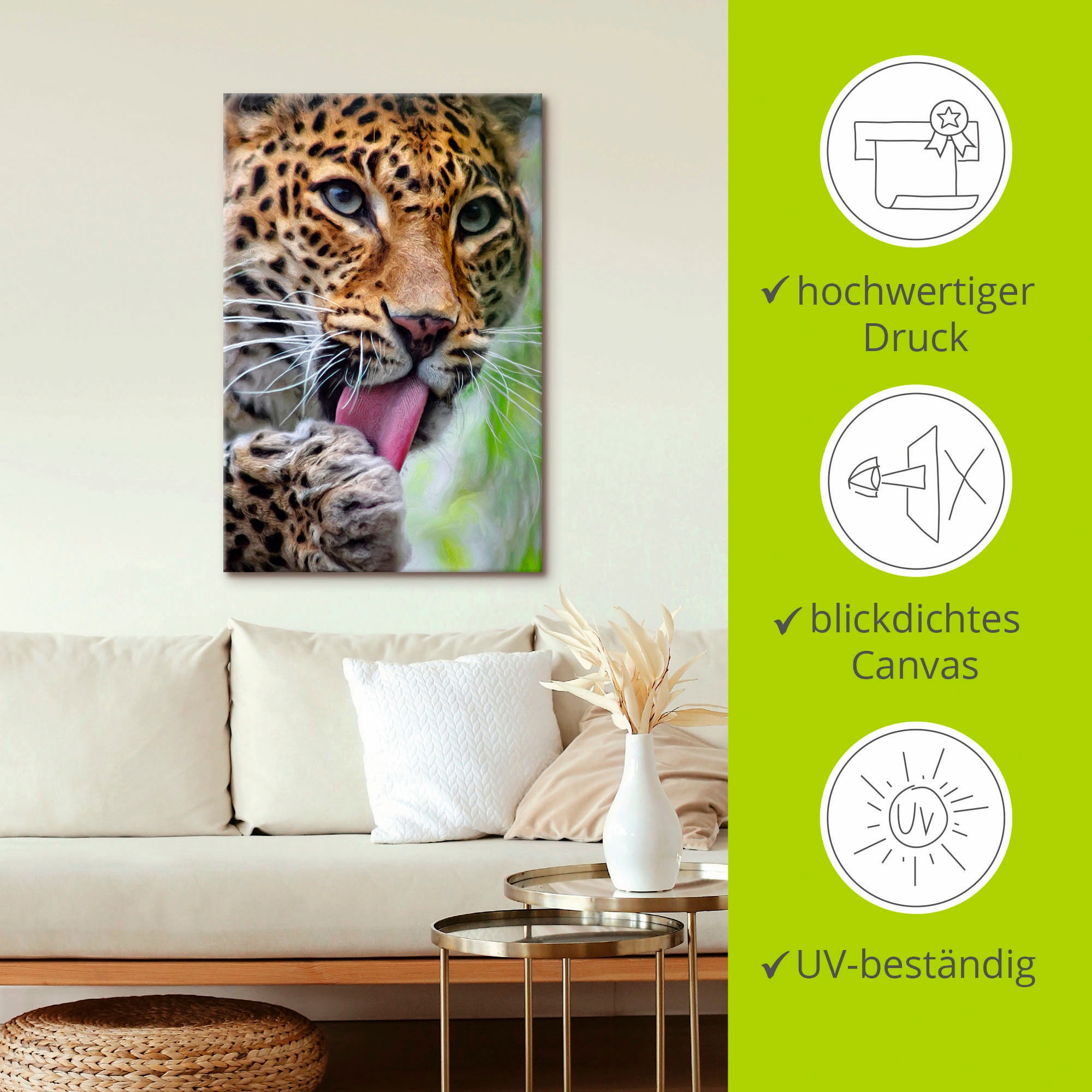 Artland Wandbild »Leopard«, Wildtiere, (1 St.), als Leinwandbild, Poster, Wandaufkleber in verschied. Größen