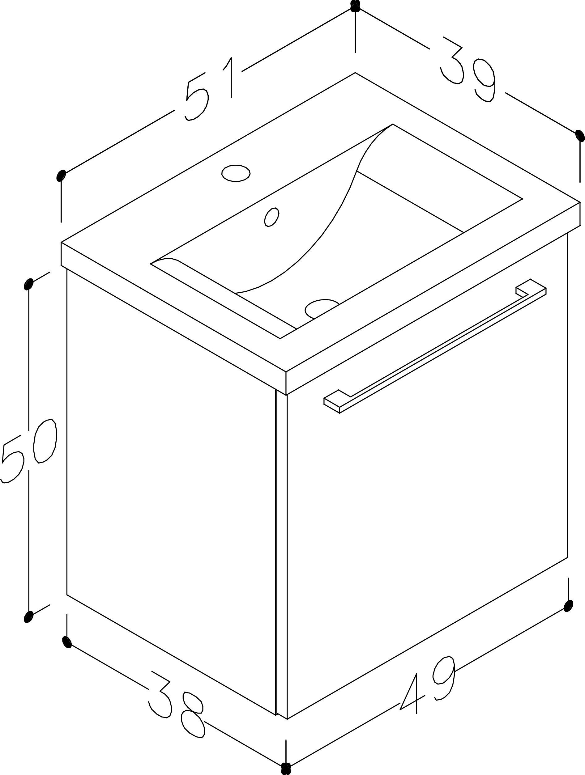 welltime Badezimmer-Set »Scandic«, (Komplett-Set, 2 St., 2-er set: Spiegel und Waschtisch mit 1 Tür), 2in1 - Spiegel & Waschtisch mit Soft-Close, Keramikwaschbecken