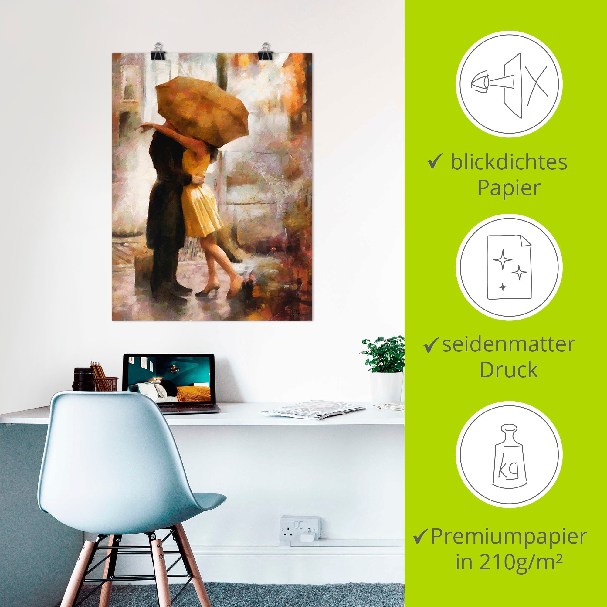 Artland Poster »Kuss unter Regenschirm« Bilder von Liebespaaren 1 Stk. tlg. ohne Rahmen