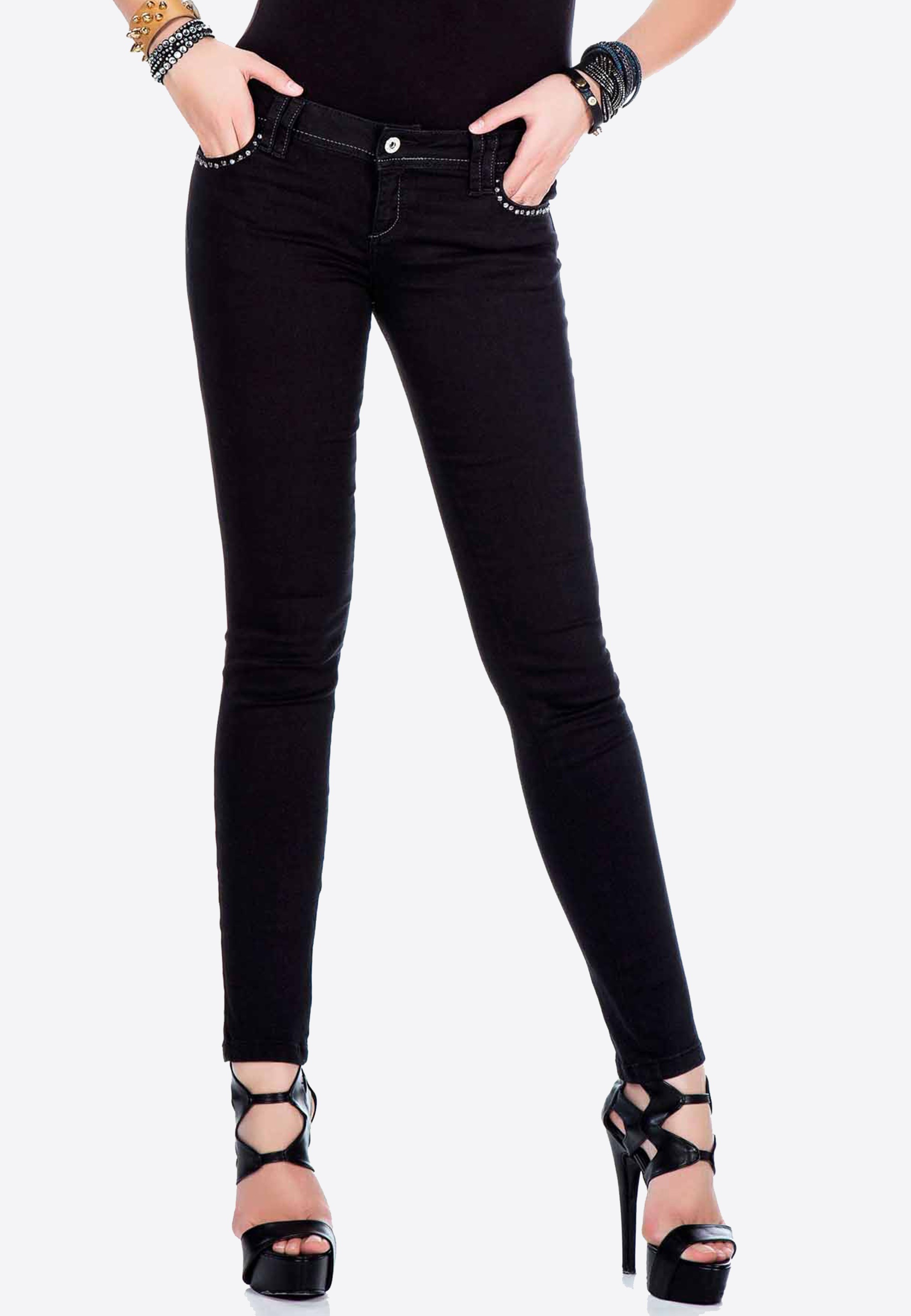 Cipo & Baxx Slim-fit-Jeans, mit funkelndem Steinbesatz an den Taschen