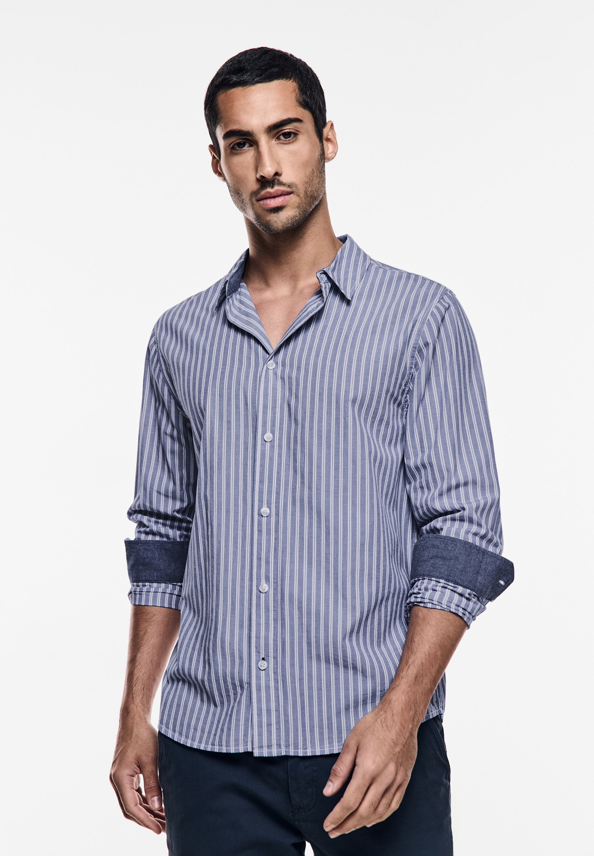 STREET ONE MEN Langarmhemd, aus reiner Baumwolle