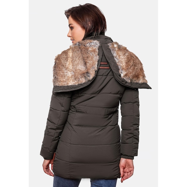 Marikoo Wintermantel »Lieblings Jacke«, stylischer Winter Steppmantel m.  Kunstpelz-Kapuze für bestellen | BAUR