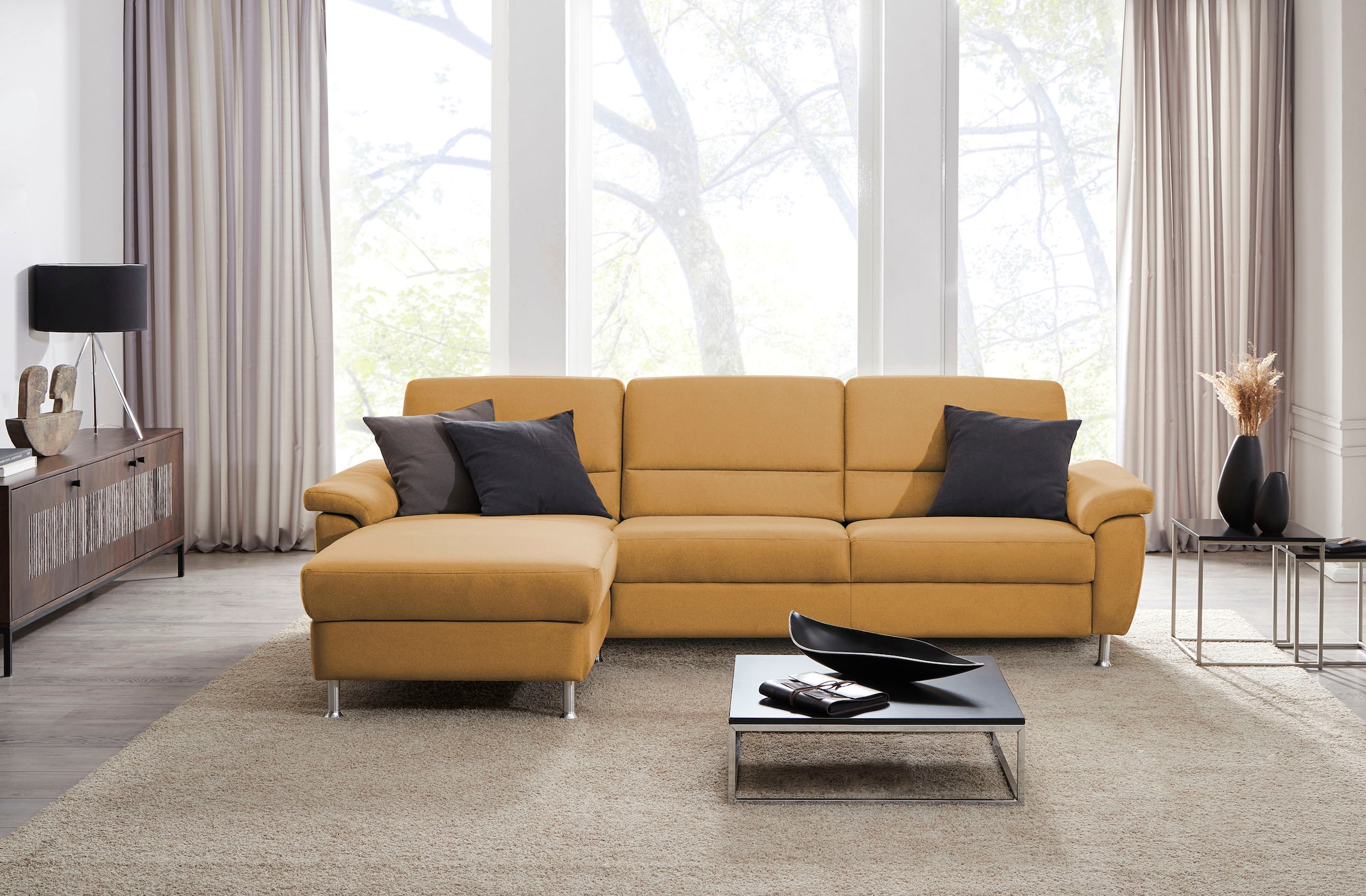 CALIZZA INTERIORS Ecksofa »Onyx L-Form«, Recamiere links oder rechts, wahlweise mit Bettfunktion, Breite 270 cm