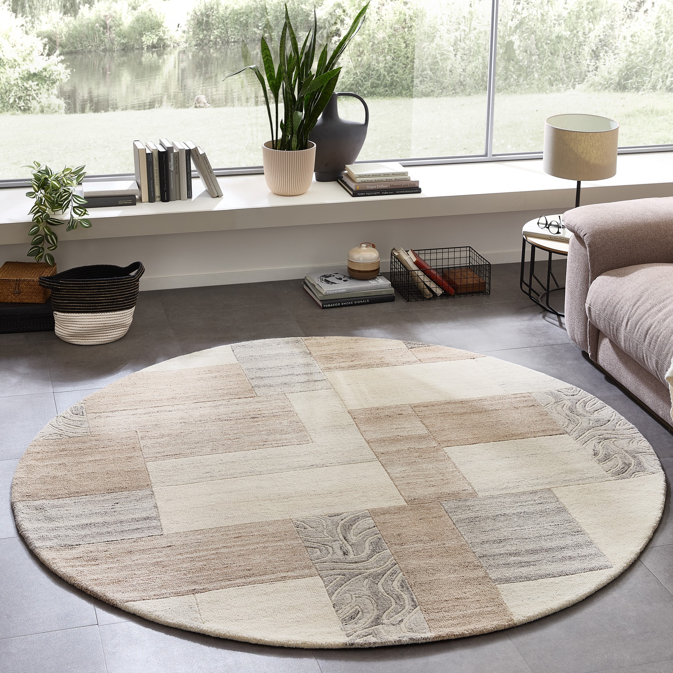 THEKO Wollteppich "Lola, Wolle, handgearbeitet, Patchwork Design" rund 12 m günstig online kaufen