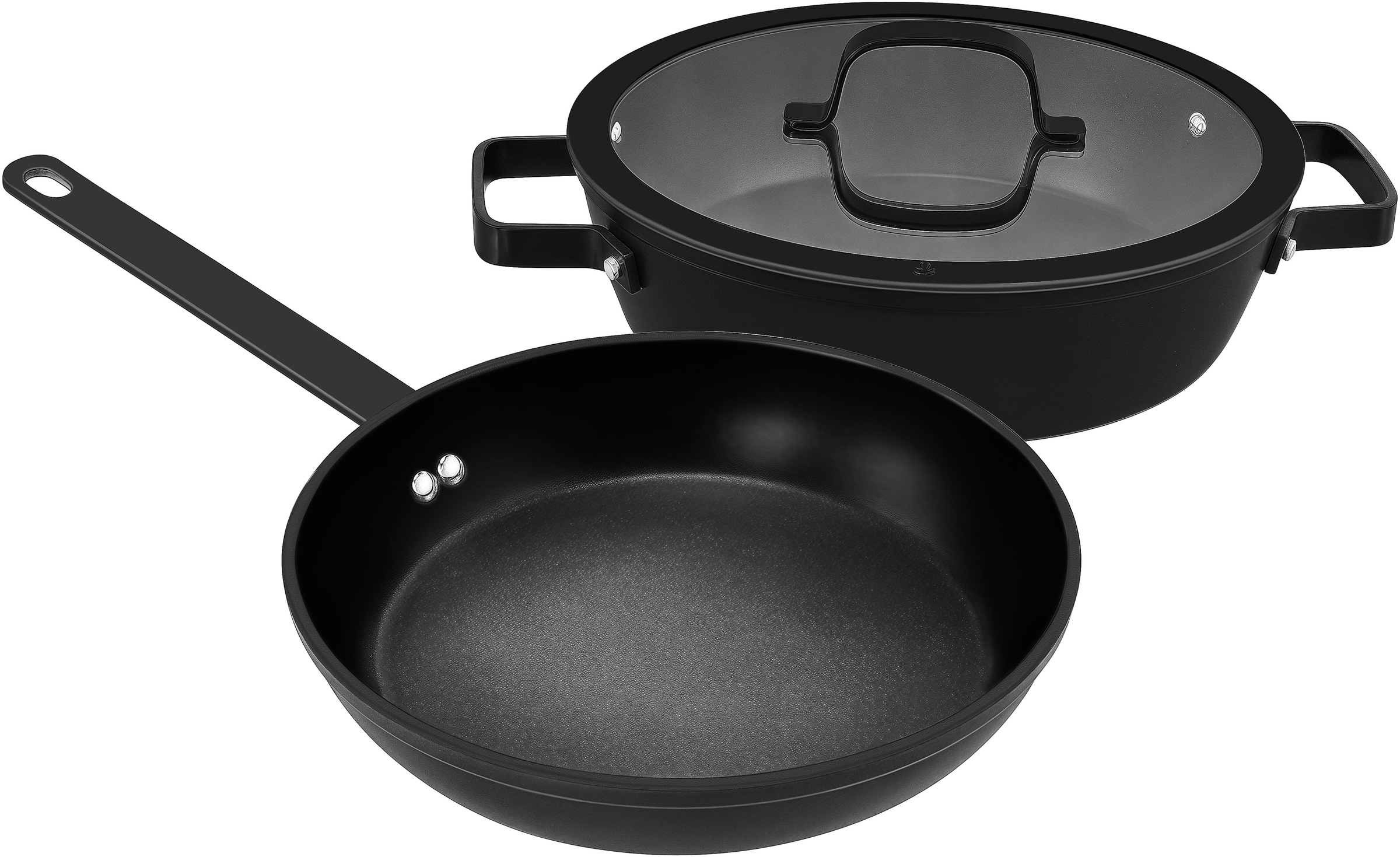 HANSEATIC Pfannen-Set "ALU PRO", schwarz, Pfannen, Profi Pfannen mit Antihaftbeschichtung, für alle Herdarten, Induktion