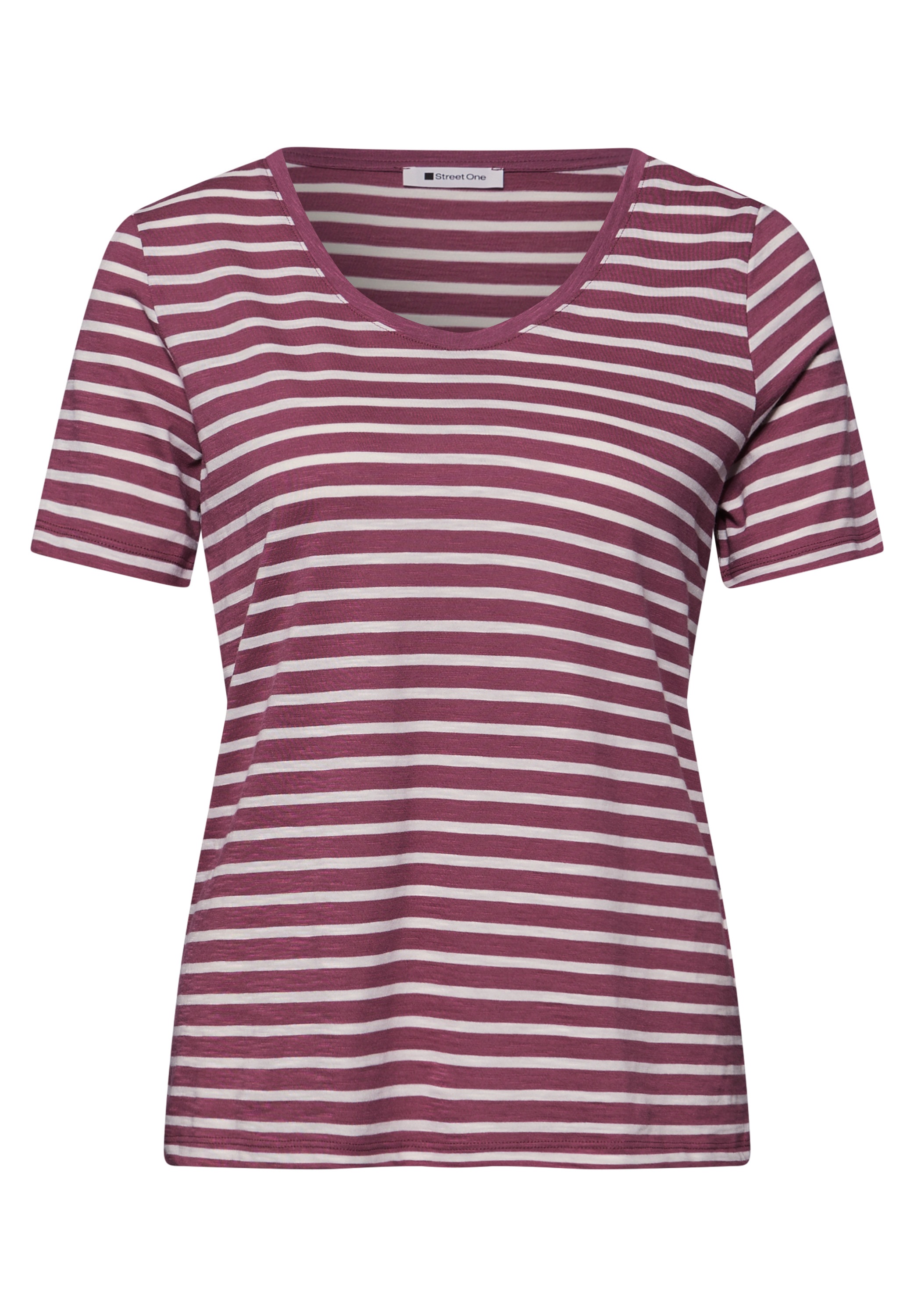 STREET ONE T-Shirt mit abgerundetem V-Ausschnitt