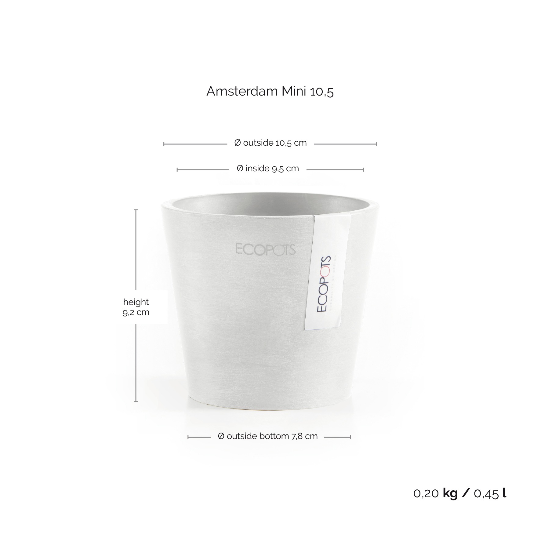 ECOPOTS Blumentopf »Amsterdam Mini«, (Set, 4 St.), verschiedene Größen mit passendem Untersetzer Ø36cm
