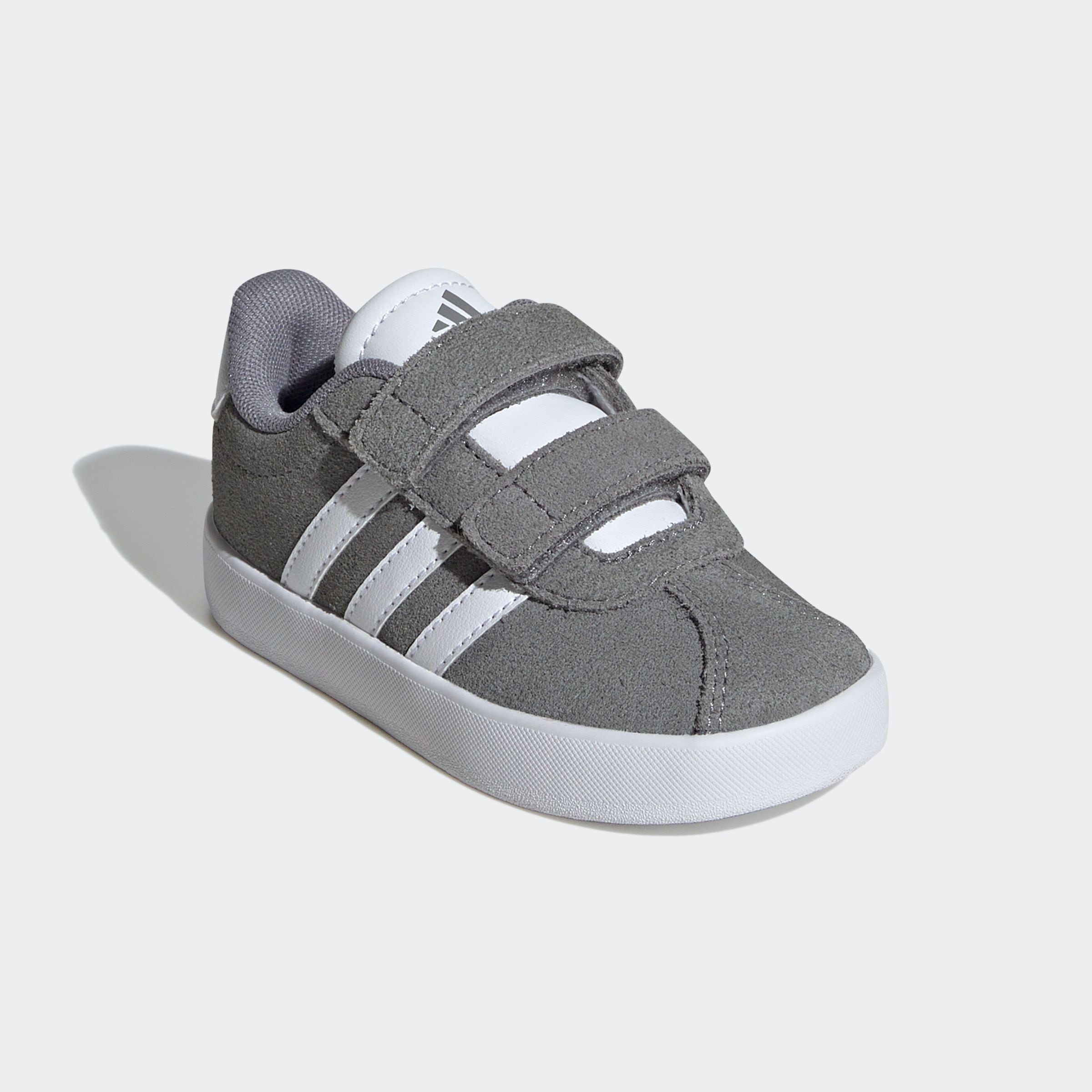 Mädchen Sneaker "VL COURT 3.0", ADIDAS SPORTSWEAR, Gr. 24, grau, Leder, Synthetik, Schuhe, für Kinder, inspiriert vom Design des adidas samba