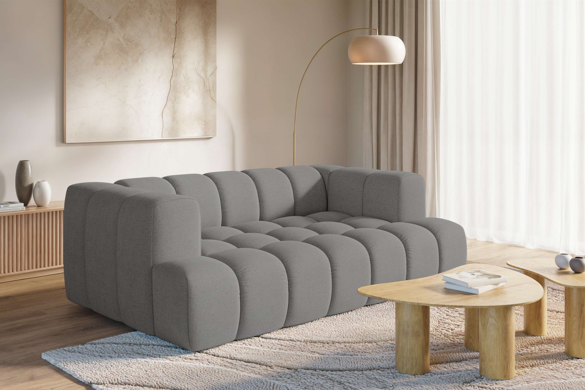 homsy by Ana Johnson 3-Sitzer ""XL" BOUBELLE Design-Sofa extra tief, Bubble-Optik, Breite 217 cm" hoher Sitzkomfort dank Wellenunterfederung, XL Sitztiefe 100 cm