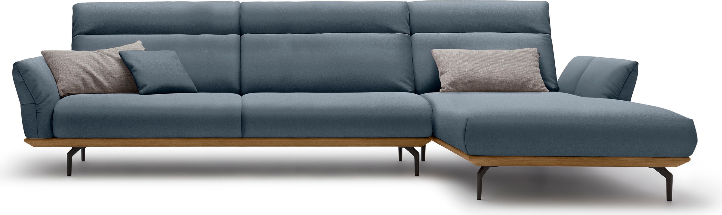 Creation BY ROLF BENZ Ecksofa "CR.460 Designsofa mit erstklassigem Sitzkomfort" Sockel in Nussbaum, Winkelfüße in Umbragrau, Breite 338 cm