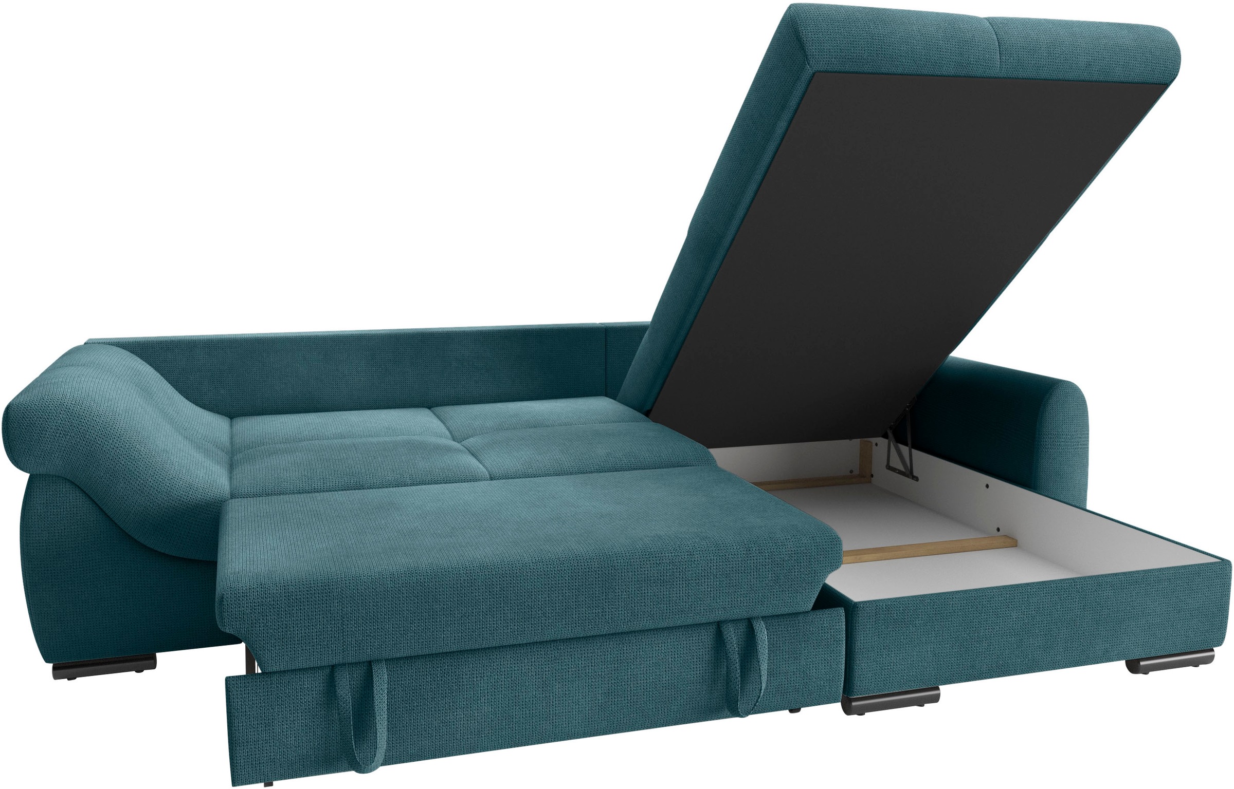 Mr. Couch Ecksofa »Livorno L-Form«, inkl. Hochschläfer-Bettauszug, XL-Bettkasten weiß beschichtet