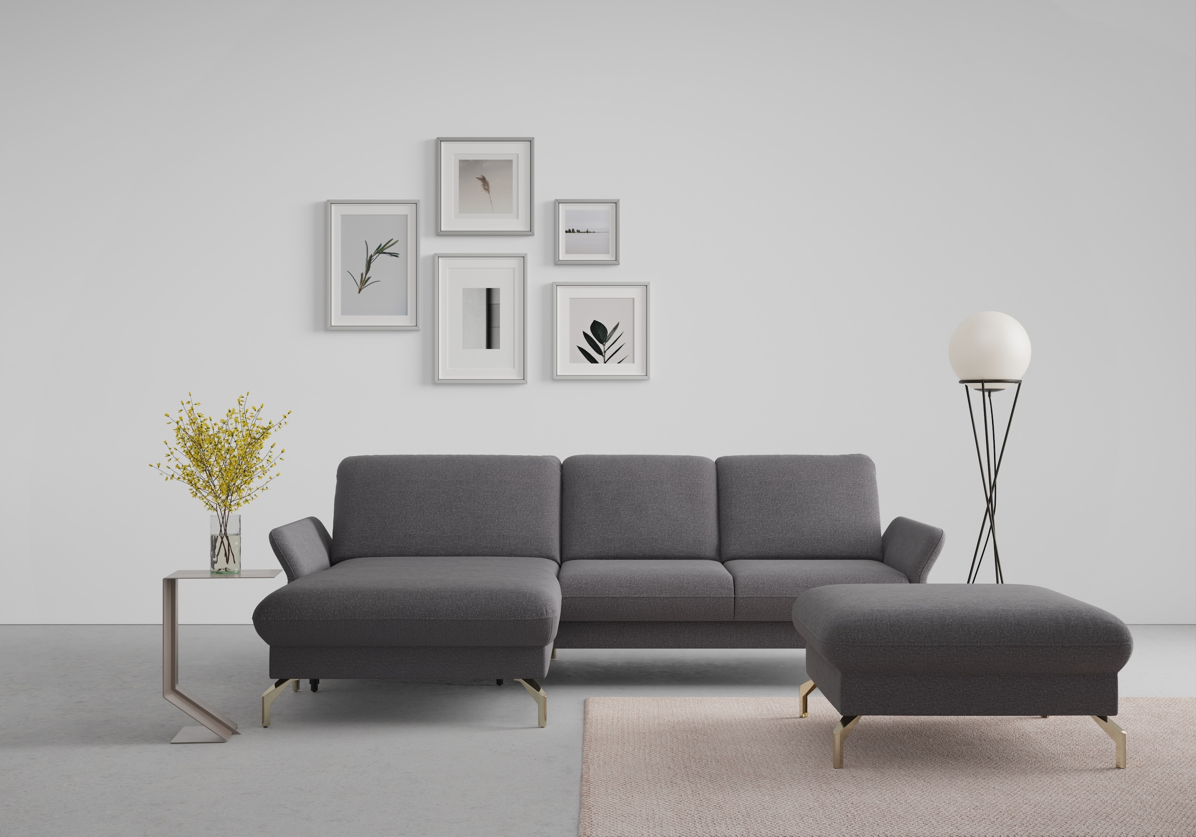 sit&more Ecksofa "Fashion L-Form" wahlweise mit Kopfteilverstellung, Vorziehsitz, motorisch, Nickelfüße
