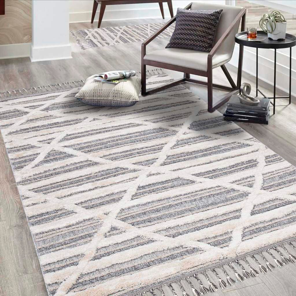 Carpet City Teppich »Valencia 810«, Raute-Muster, BAUR | Boho-Stil, mit Fransen, 3D- Sisal rechteckig, Effekt